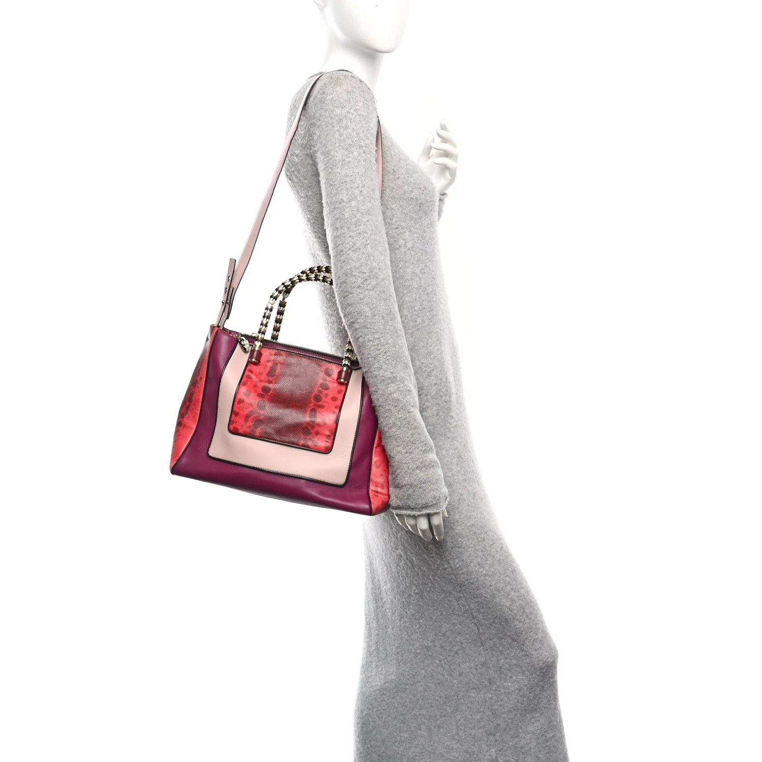 Nappa Karung Serpenti Top Handle Tote Pink Multicolor - Image 2