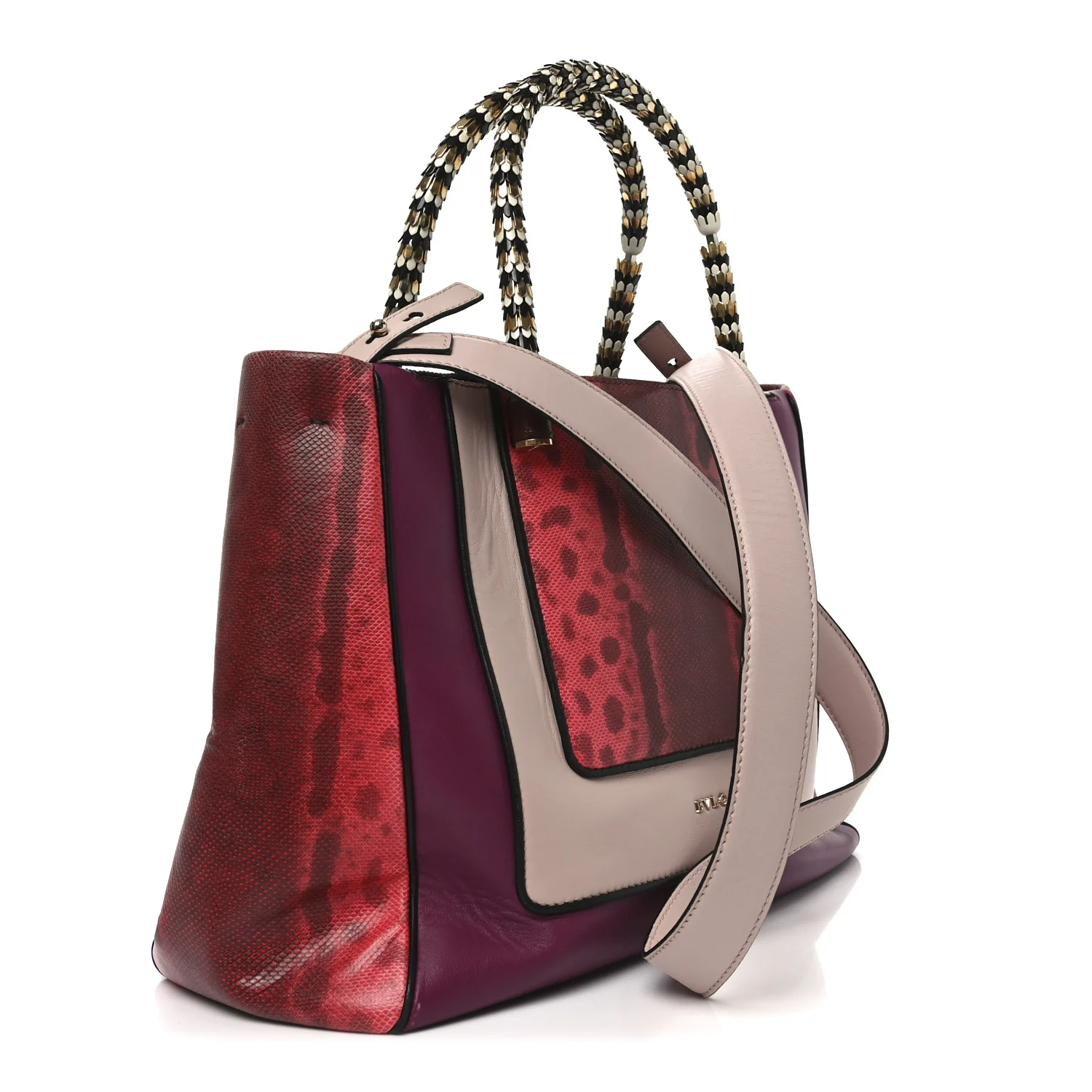 Nappa Karung Serpenti Top Handle Tote Pink Multicolor - Image 3