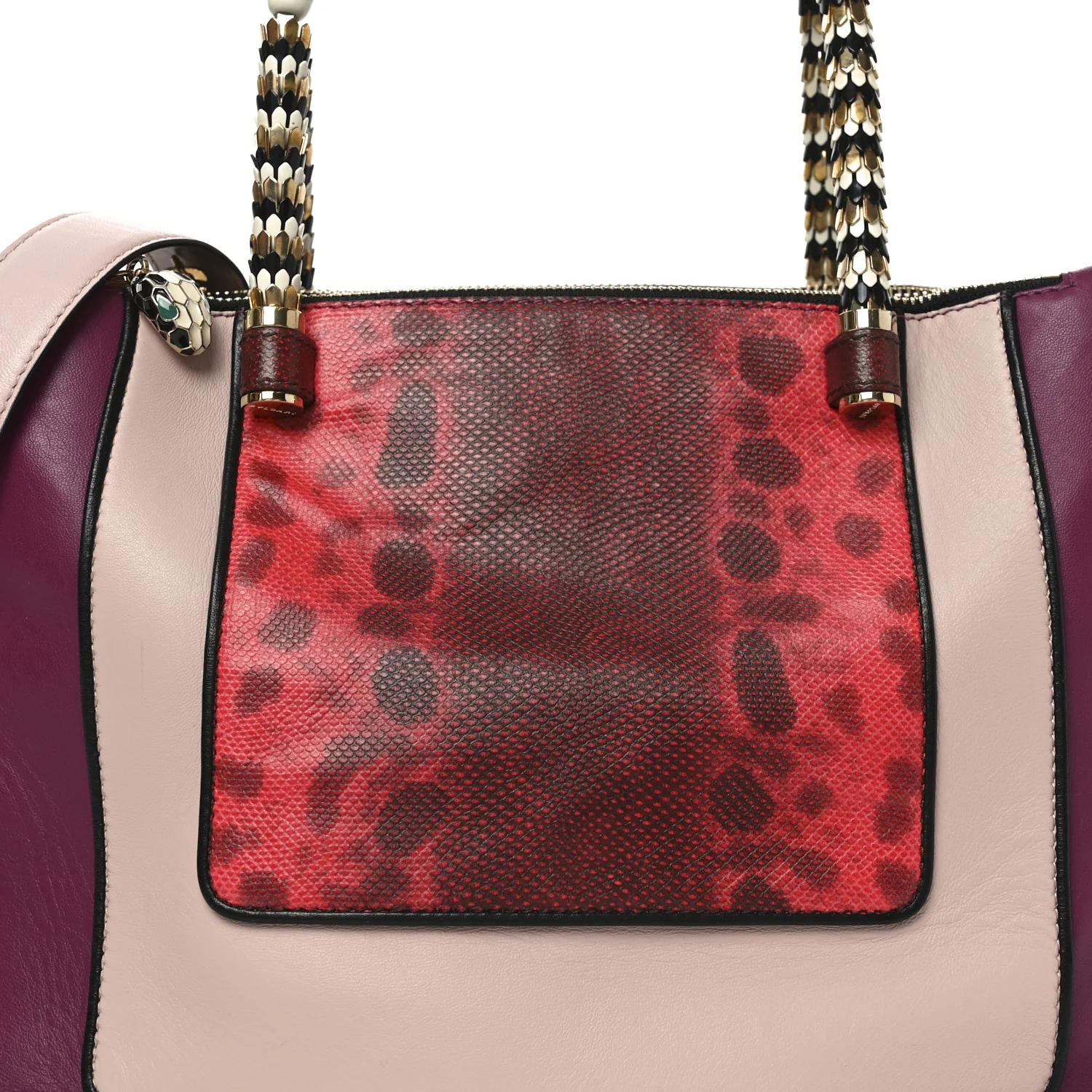 Nappa Karung Serpenti Top Handle Tote Pink Multicolor - Image 8