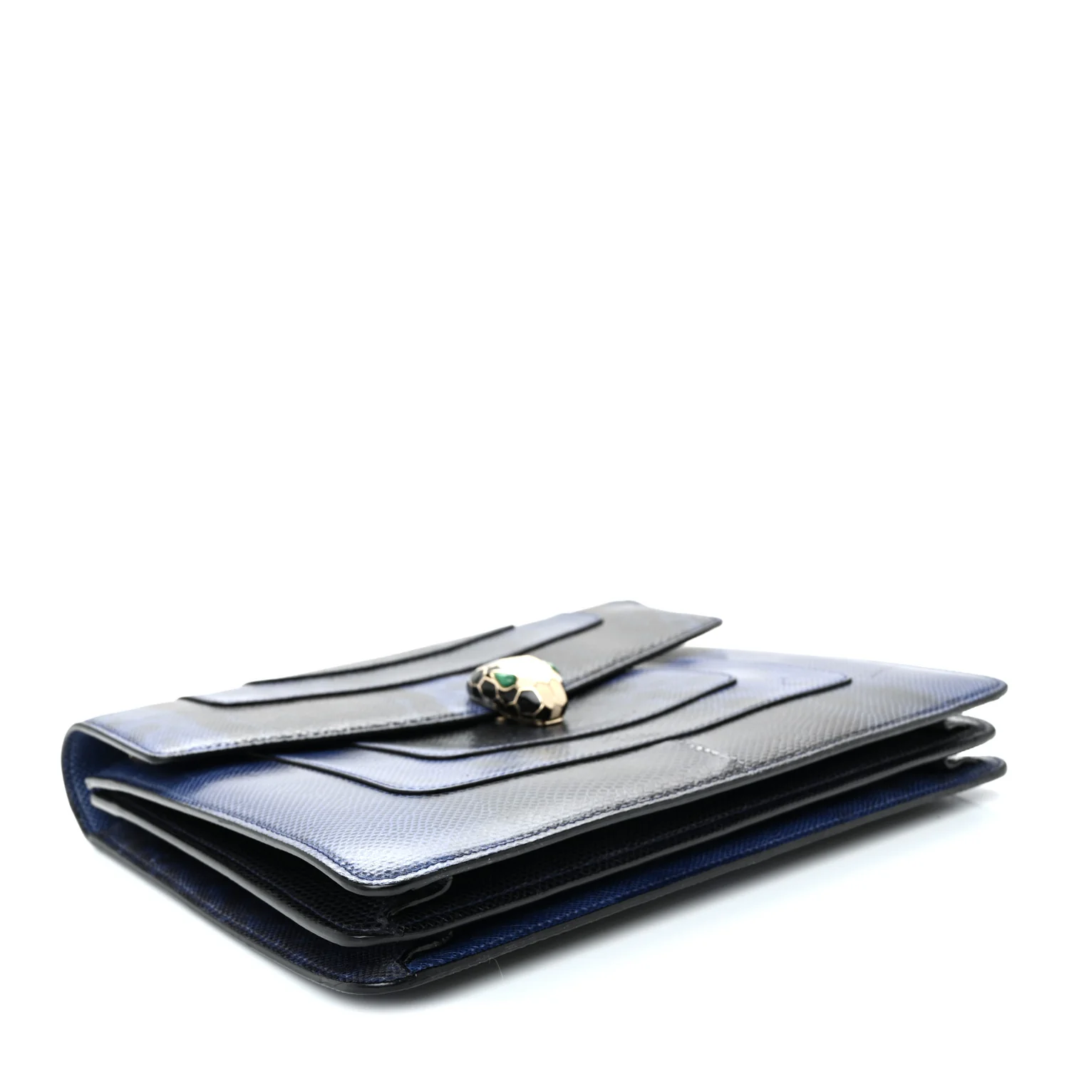 Shiny Karung Medium Serpenti Forever Crossbody Bag Dark Blue - Image 5