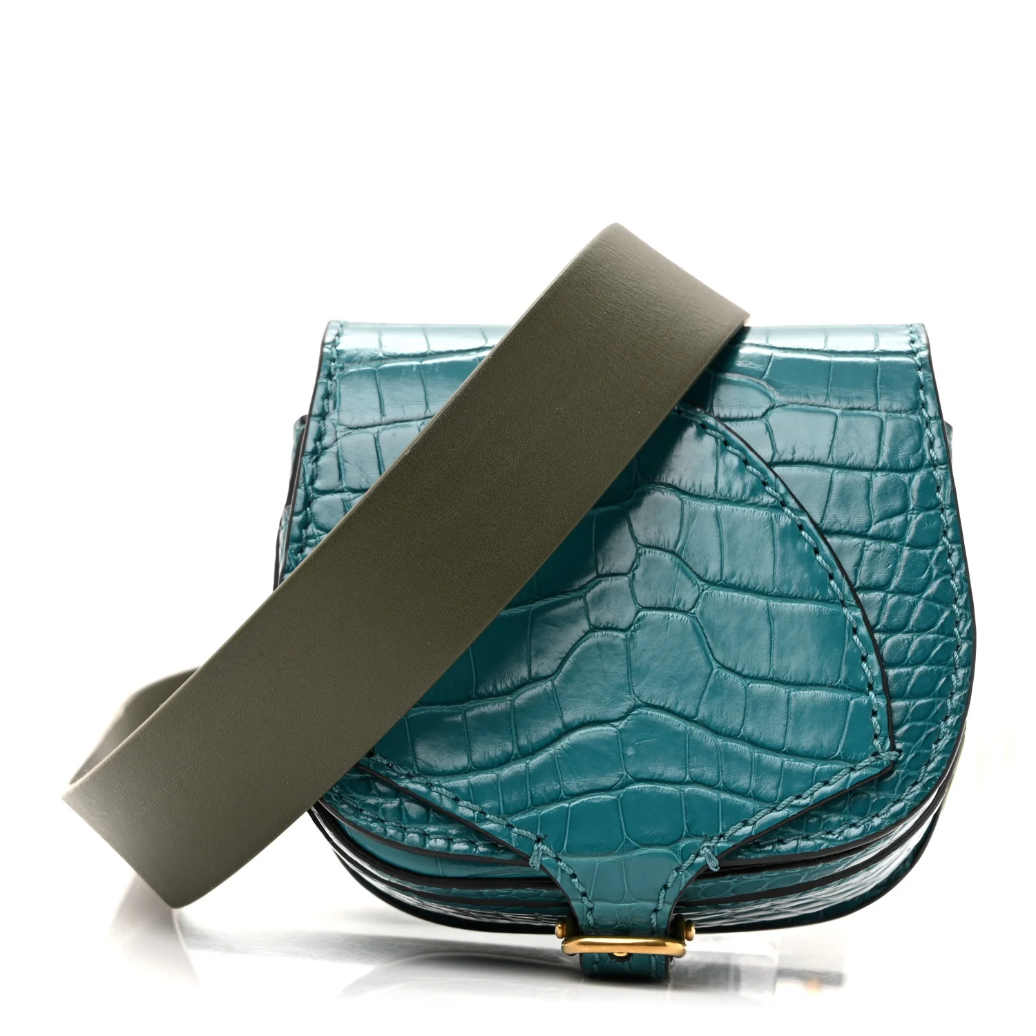 Alligator Bridle Micro Satchel Turquoise - Image 3