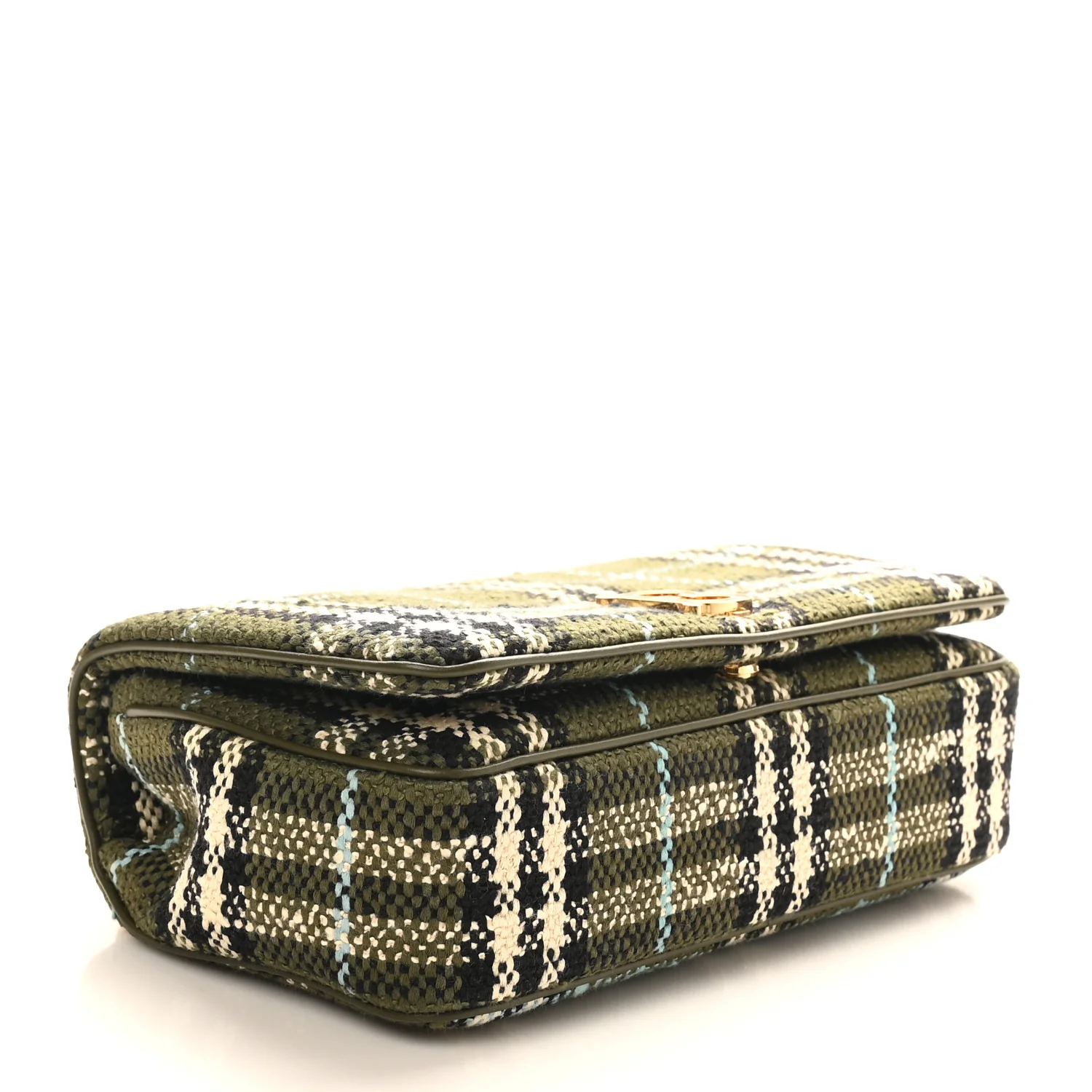 Calfskin Boucle Check Small Lola Chain Bag Olive Green - Image 4