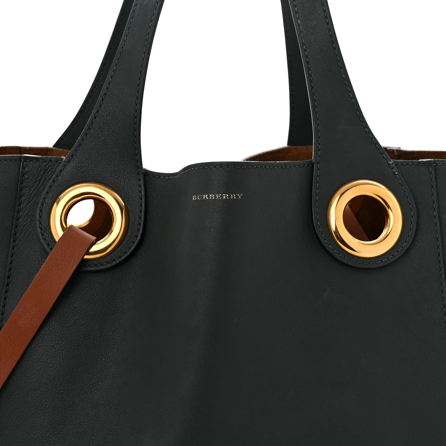 Calfskin Grommet Detail Tote Dark Emerald - Image 14