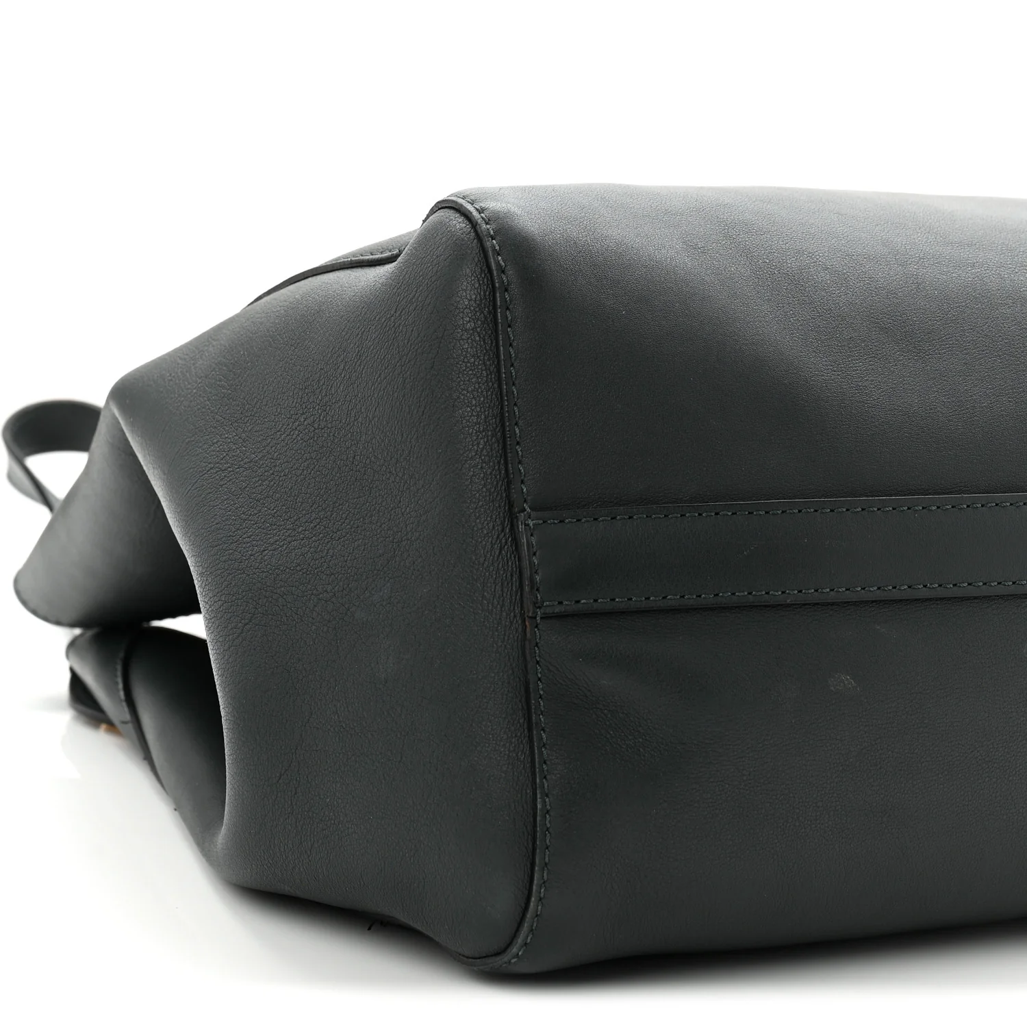 Calfskin Grommet Detail Tote Dark Emerald - Image 16