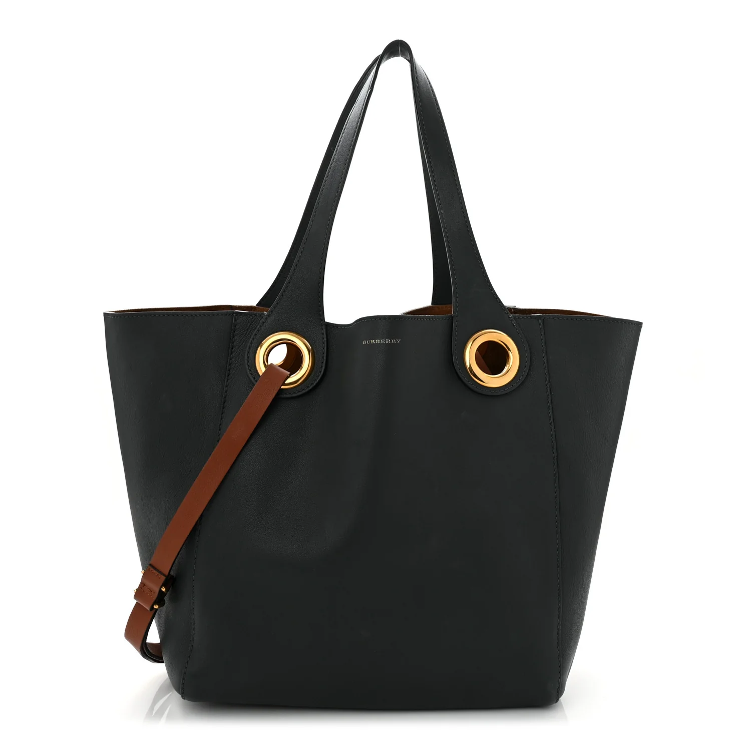 Calfskin Grommet Detail Tote Dark Emerald - Image 2