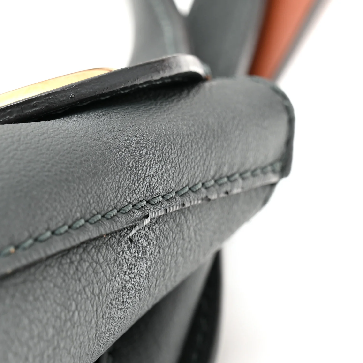 Calfskin Grommet Detail Tote Dark Emerald - Image 21