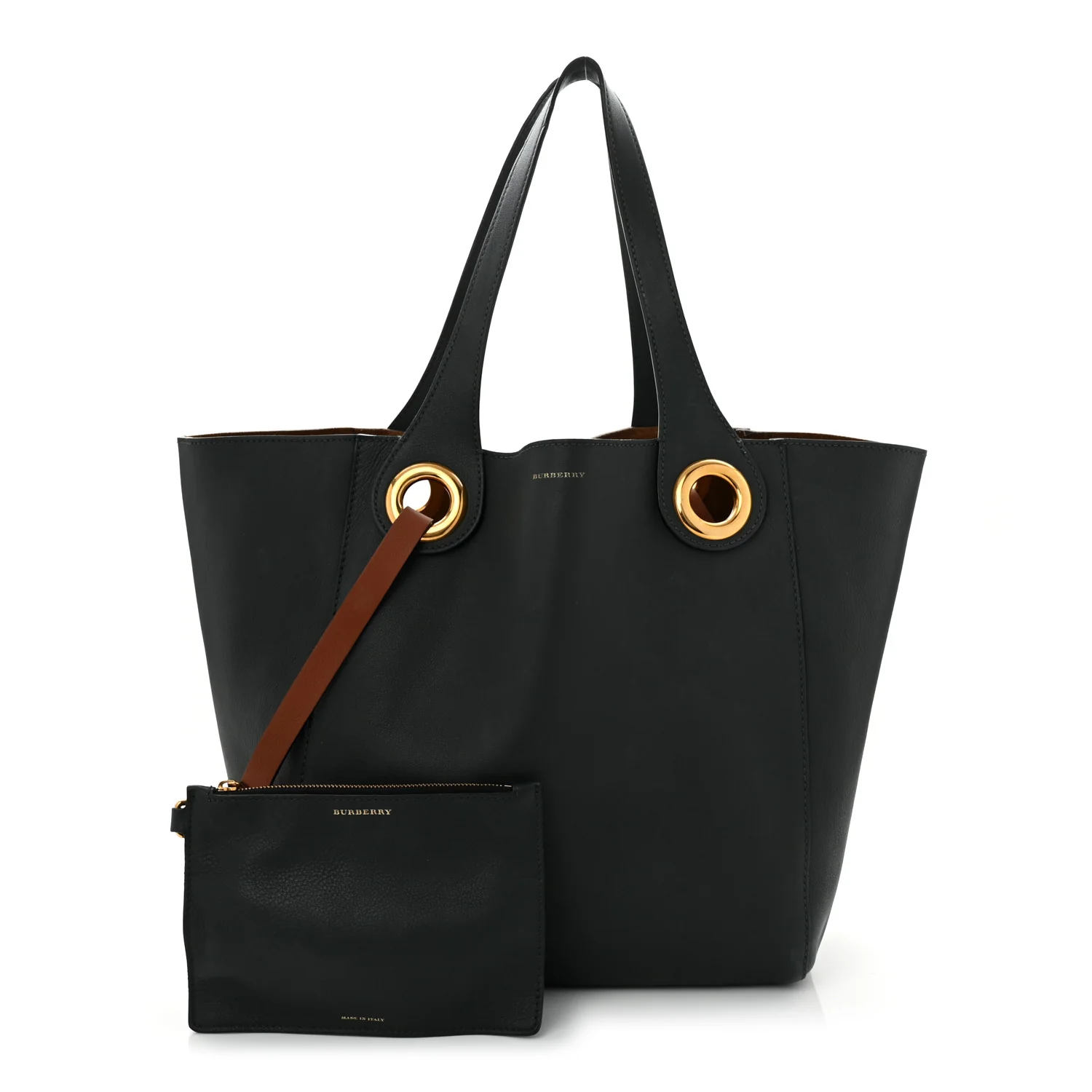 Calfskin Grommet Detail Tote Dark Emerald - Image 4