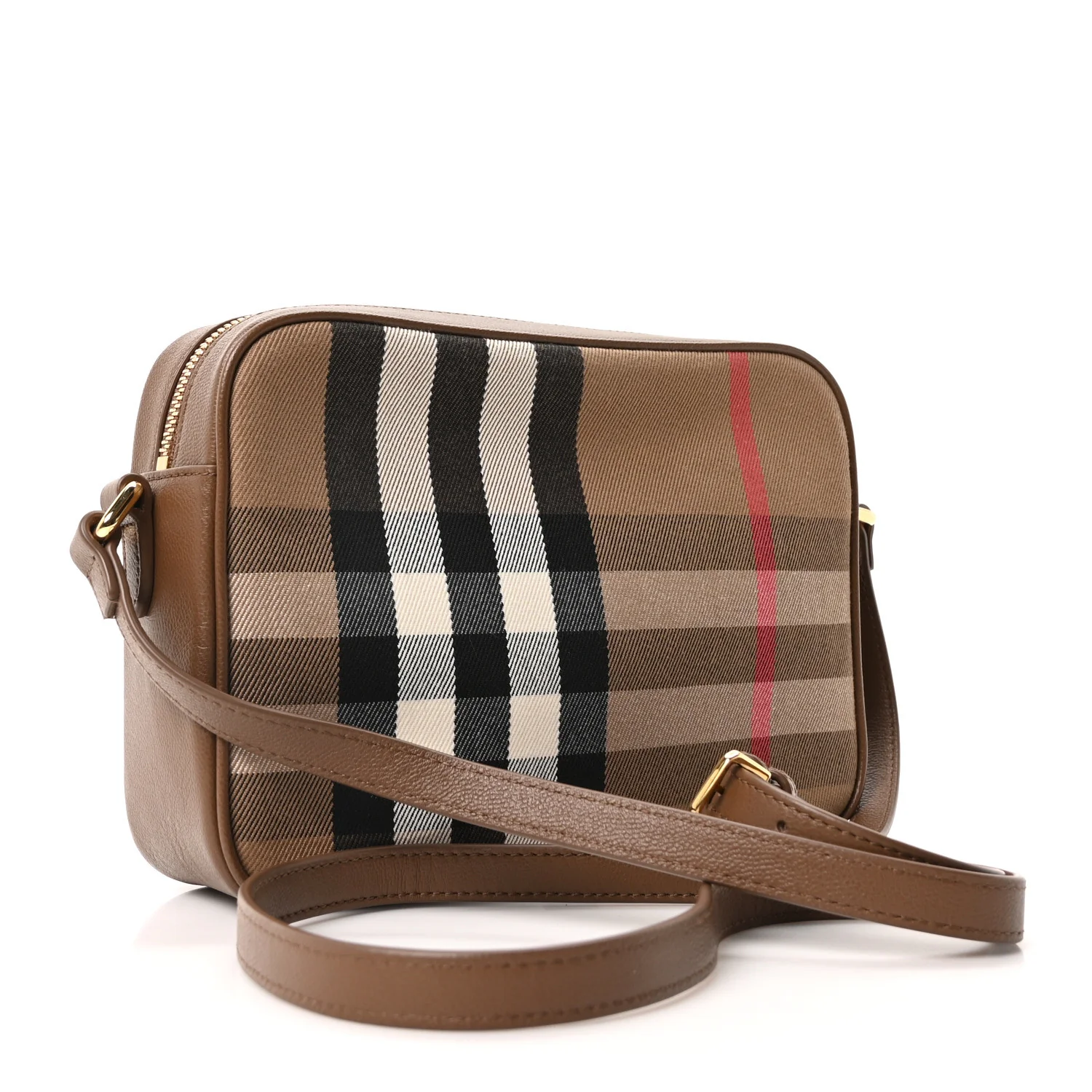 Calfskin House Check Camera Bag Earth - Image 3