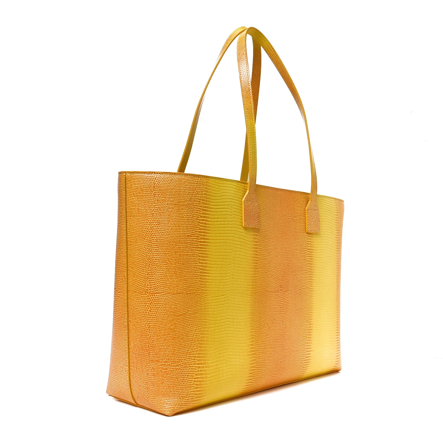 Calfskin Lizard Embossed Medium London Tote Marigold - Image 2