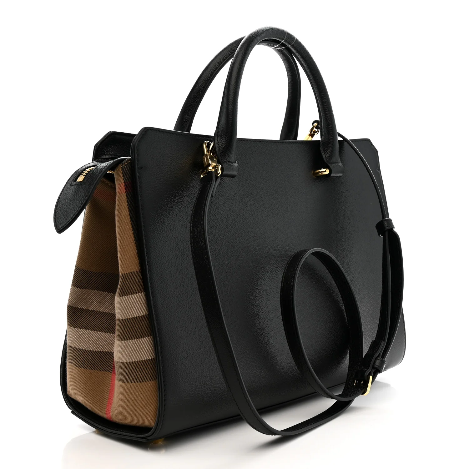 Calfskin Mega Check Small Banwell Tote Black - Image 3