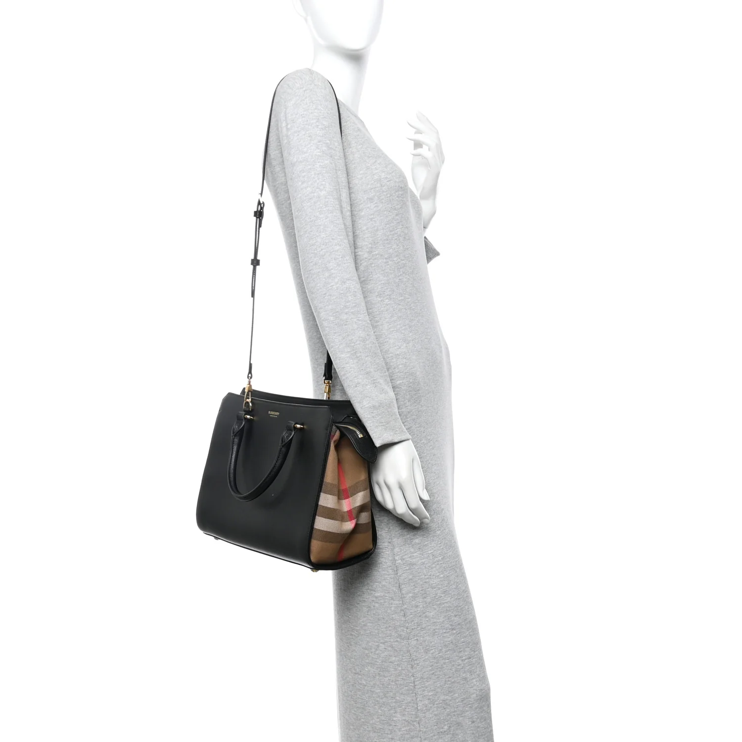 Calfskin Mega Check Small Banwell Tote Black - Image 2