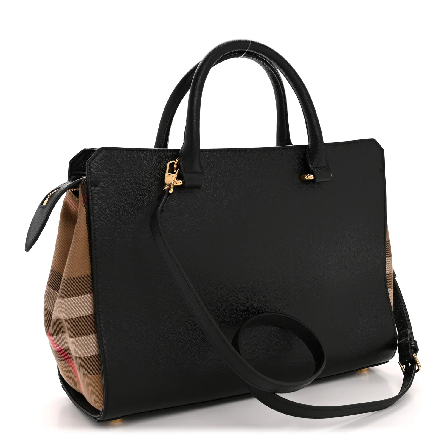 Calfskin Mega Check Small Banwell Tote Black - Image 3