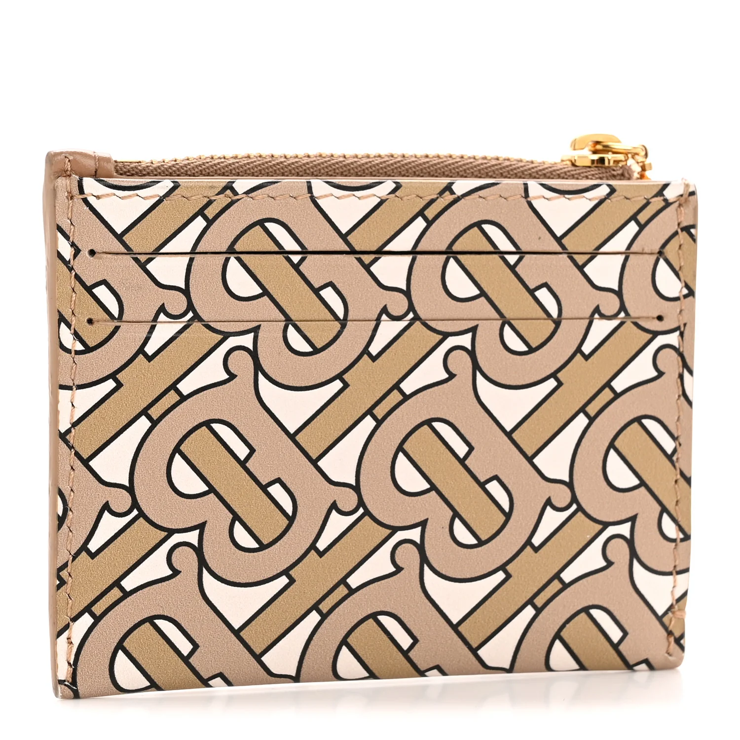 Calfskin Monogram Simone Coin Case Card Holder Beige - Image 3