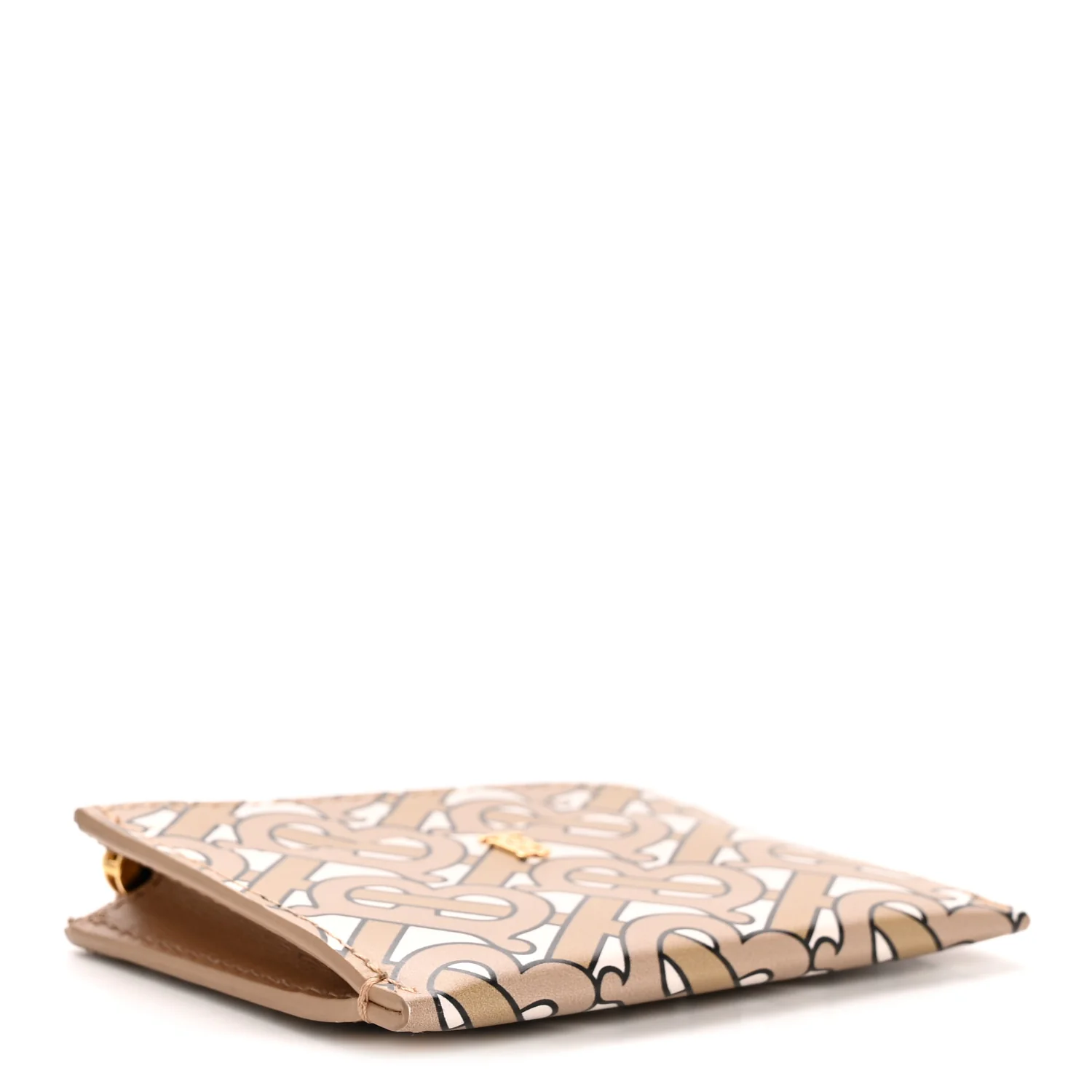 Calfskin Monogram Simone Coin Case Card Holder Beige - Image 4