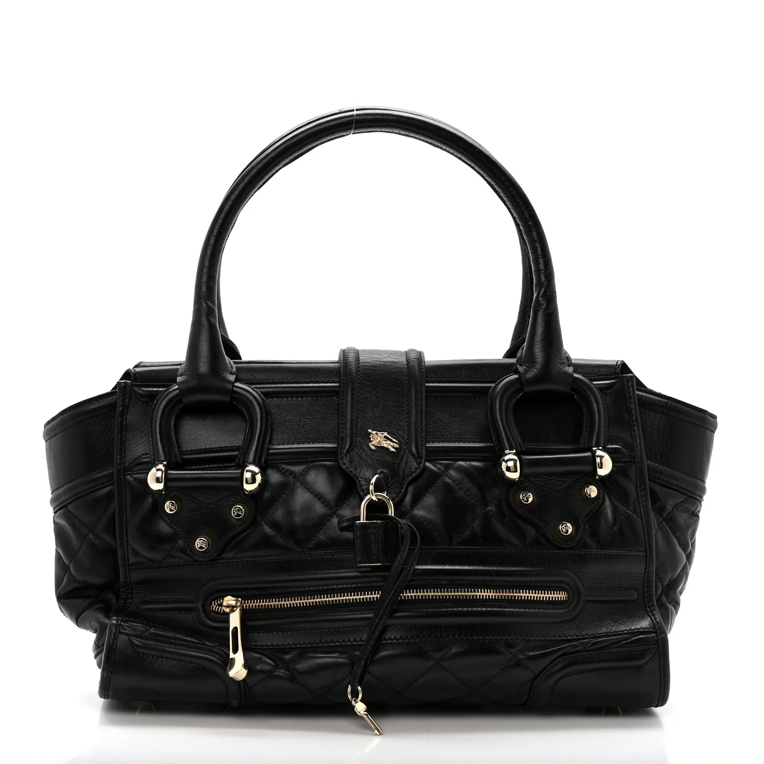 Calfskin Quilted Large Manor Tote Black