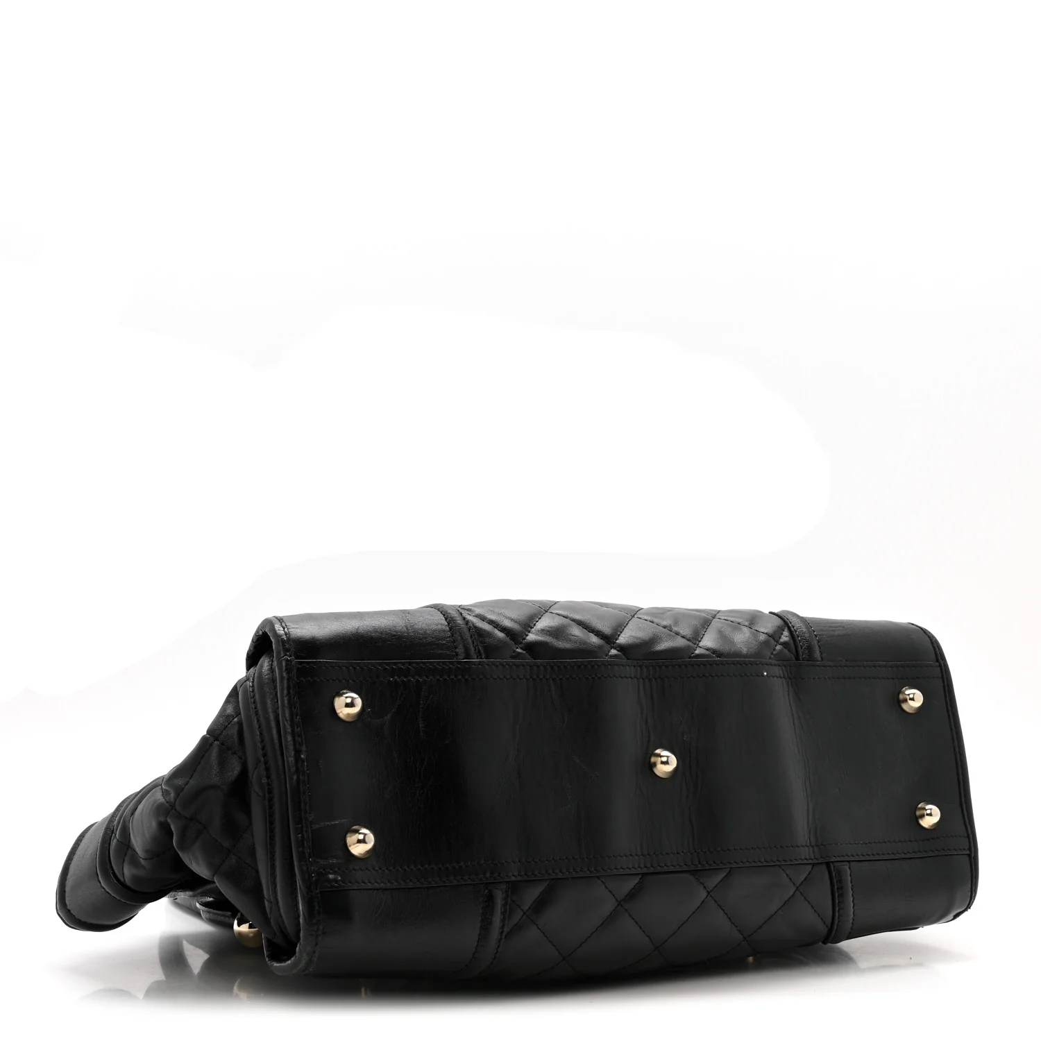 Calfskin Quilted Large Manor Tote Black - Image 4