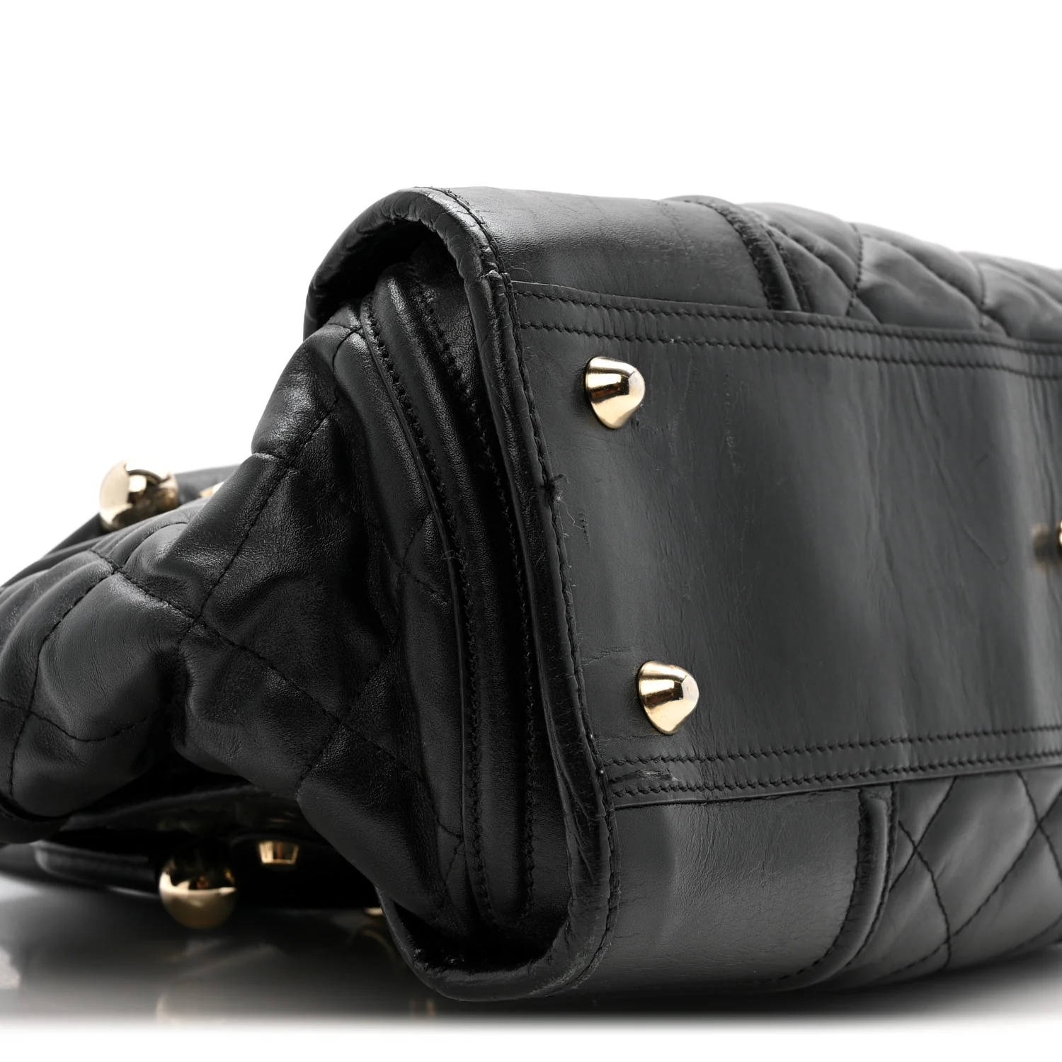 Calfskin Quilted Large Manor Tote Black - Image 9