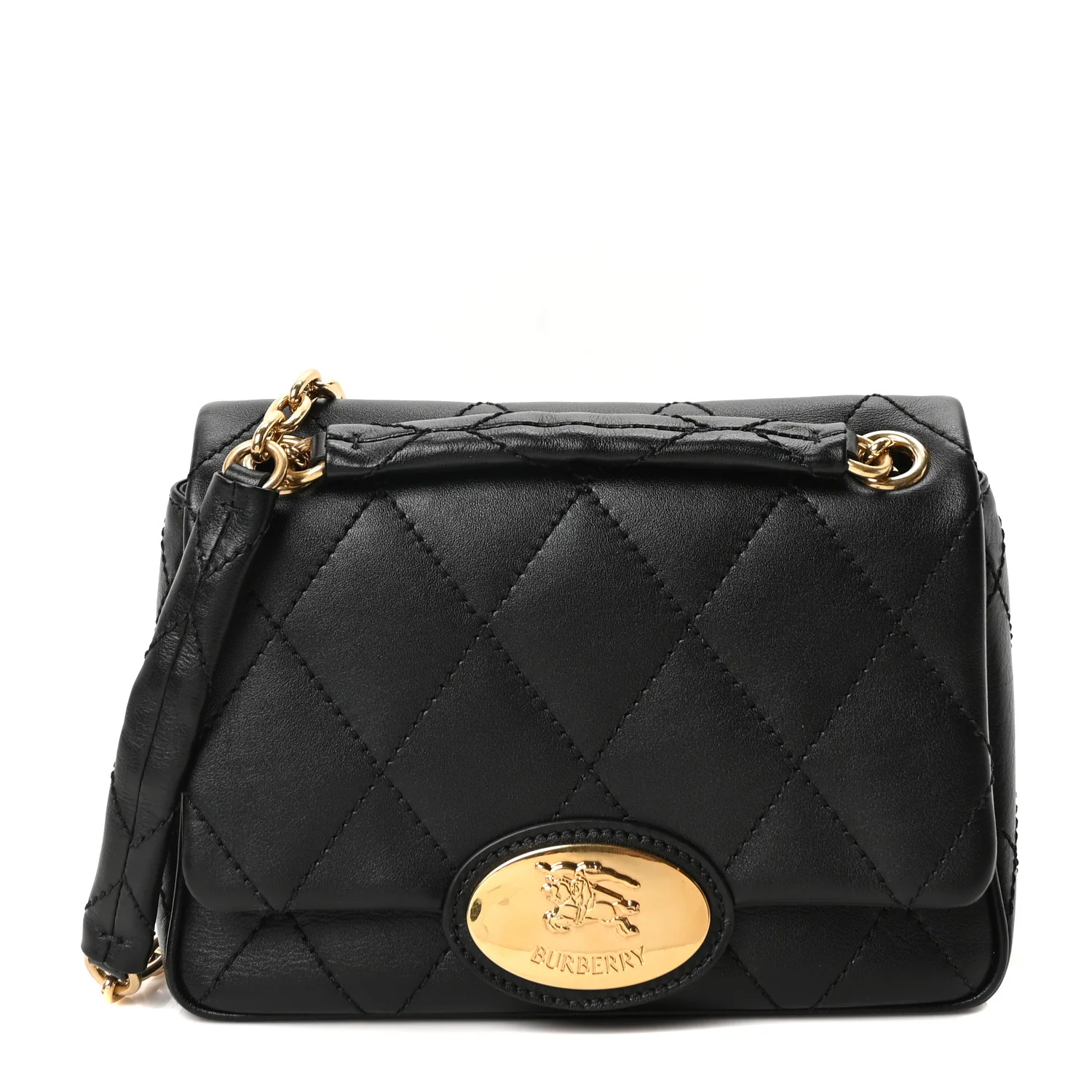 Calfskin Quilted Small Strand Bag Black