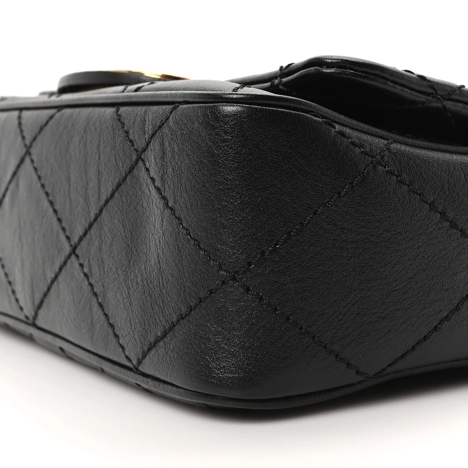 Calfskin Quilted Small Strand Bag Black - Image 10