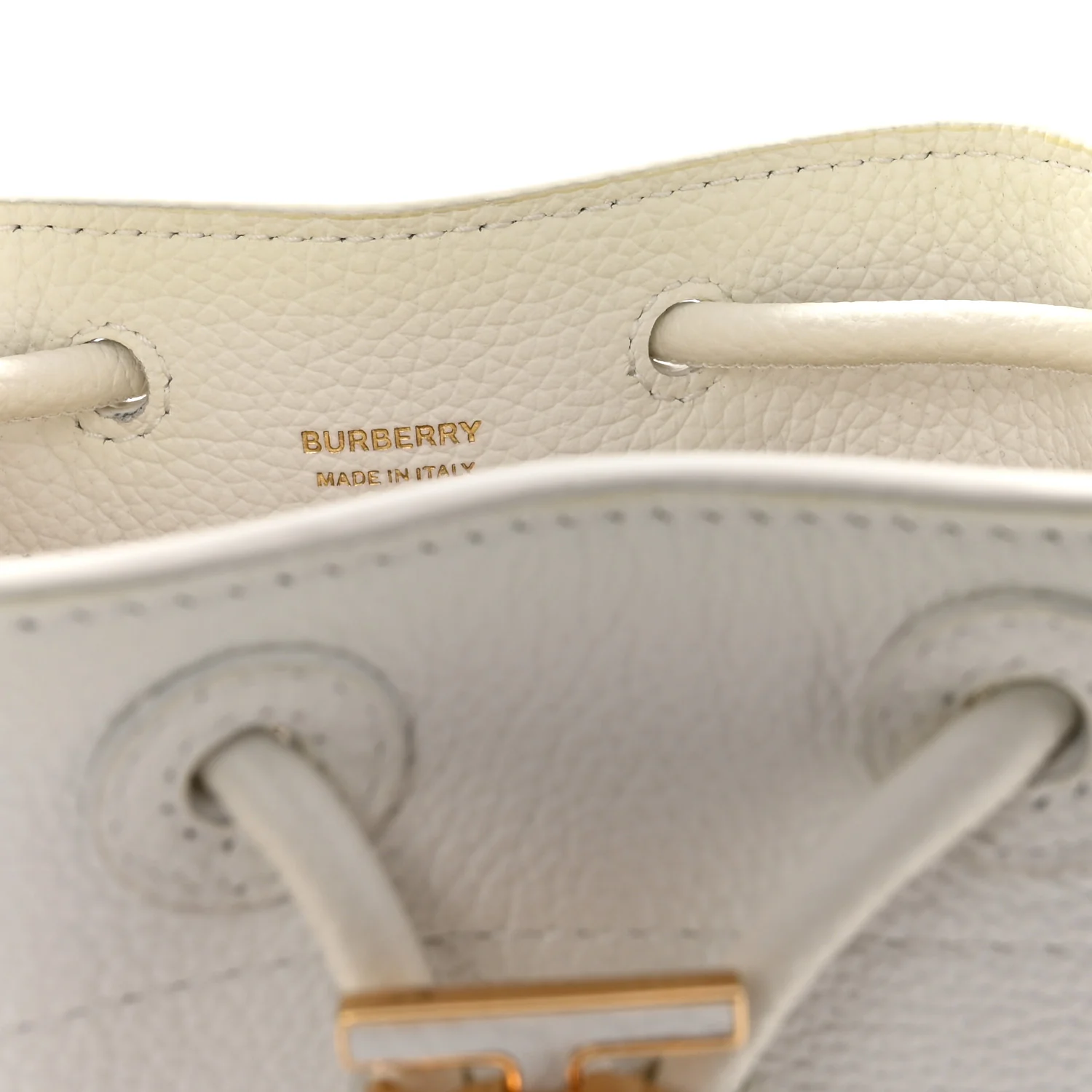 Calfskin TB Mini Bucket Bag White - Image 12