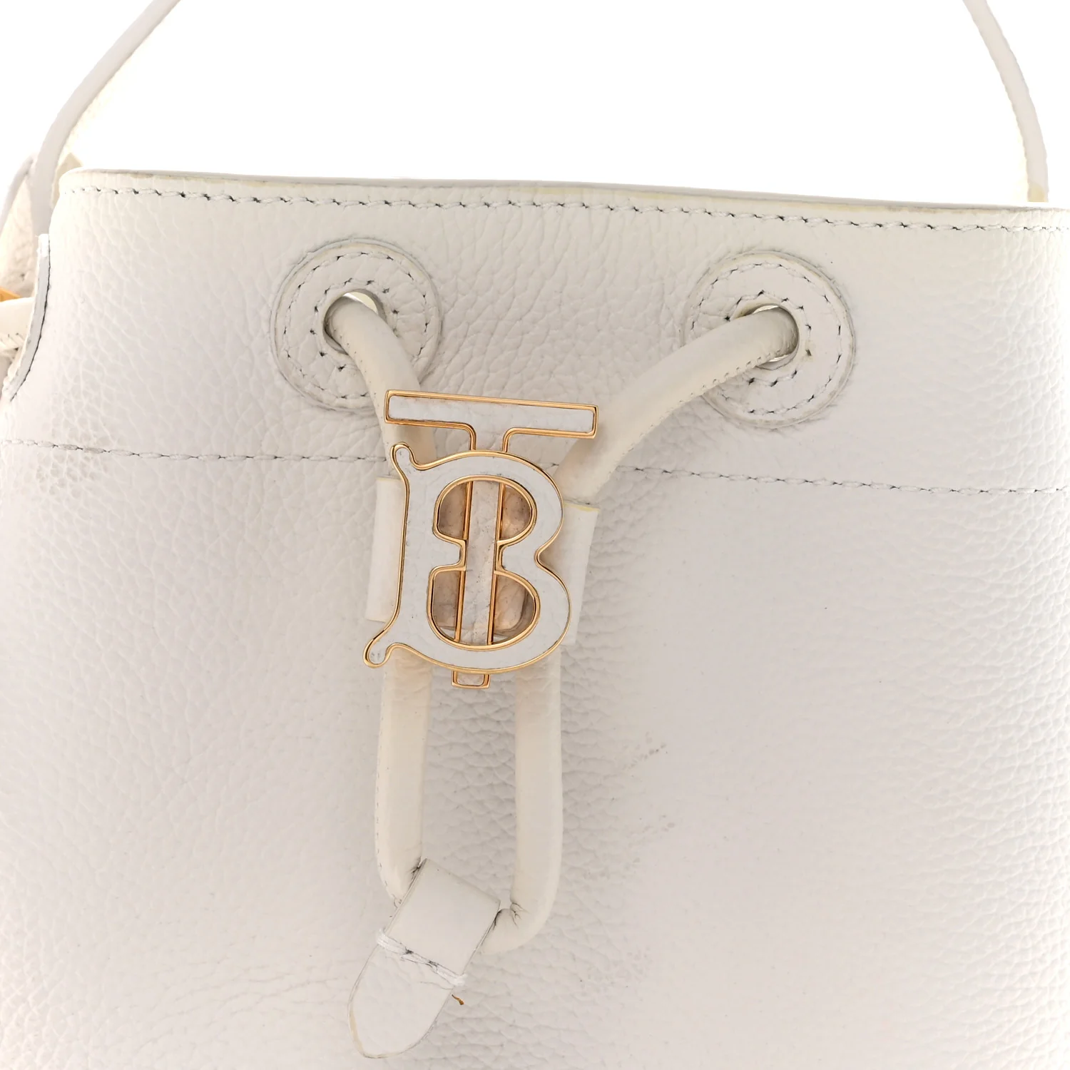 Calfskin TB Mini Bucket Bag White - Image 8