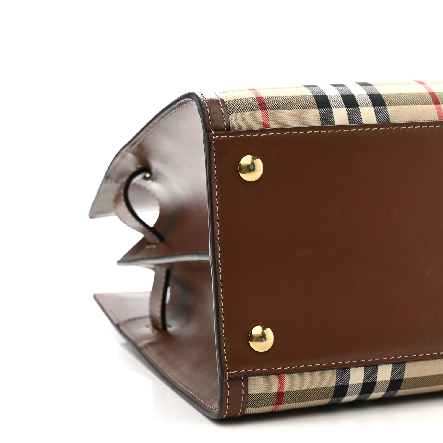 Calfskin Vintage Check Two Handle Title Bag  Archive Beige - Image 10