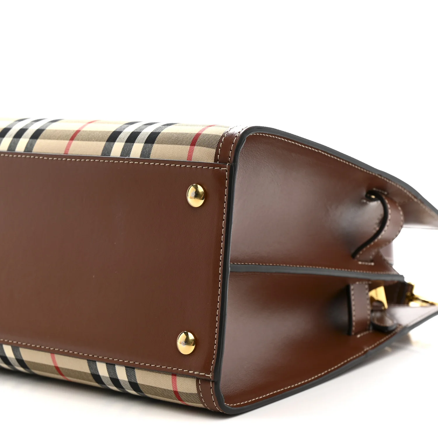 Calfskin Vintage Check Two Handle Title Bag  Archive Beige - Image 11