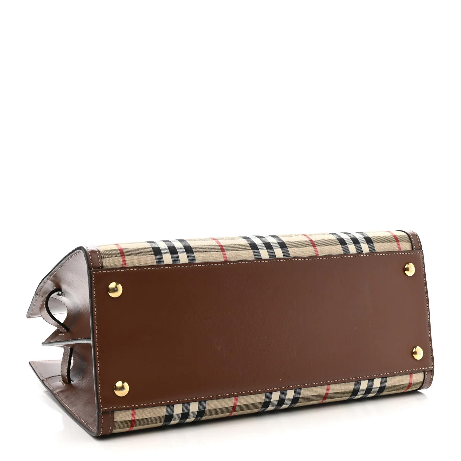 Calfskin Vintage Check Two Handle Title Bag  Archive Beige - Image 4