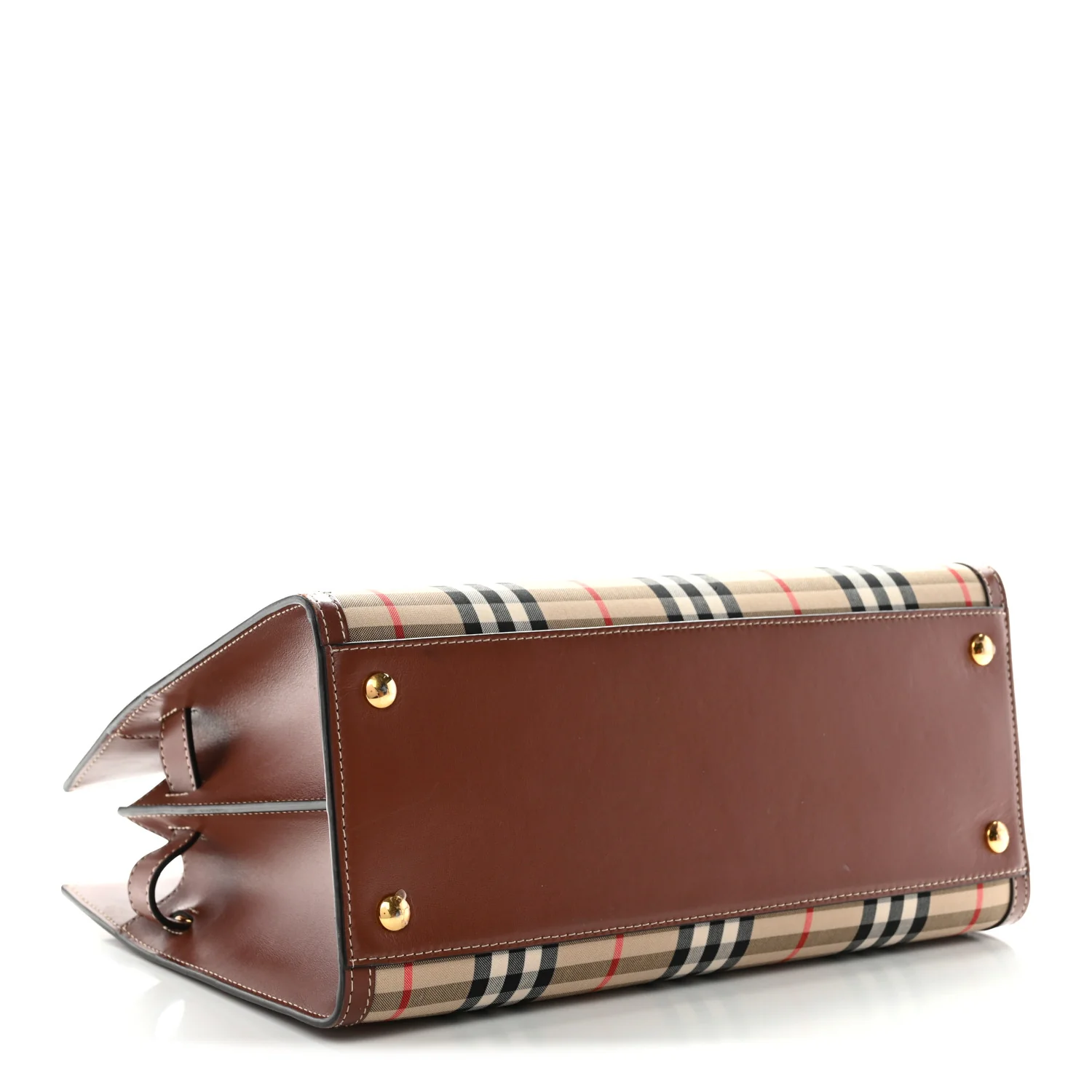 Calfskin Vintage Check Two Handle Title Bag Archive Beige - Image 4