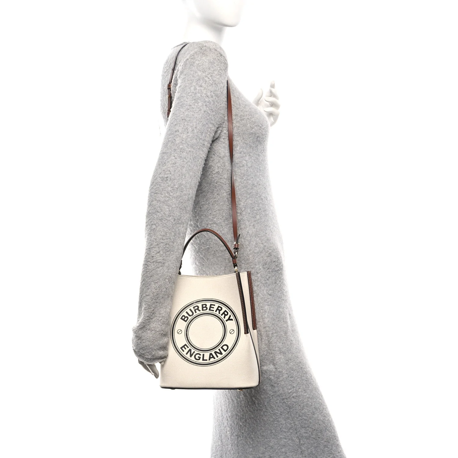Canvas Cotton Small Peggy Bucket Bag Natural Gold - Image 3