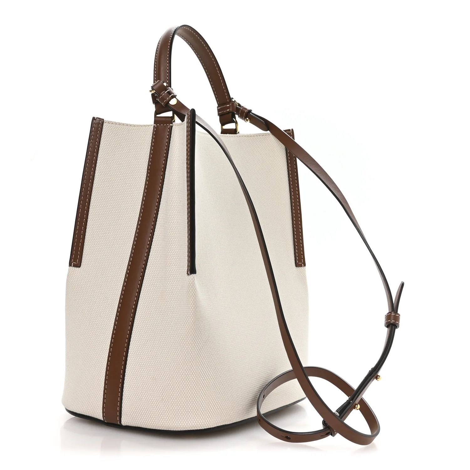 Canvas Cotton Small Peggy Bucket Bag Natural Gold - Image 4