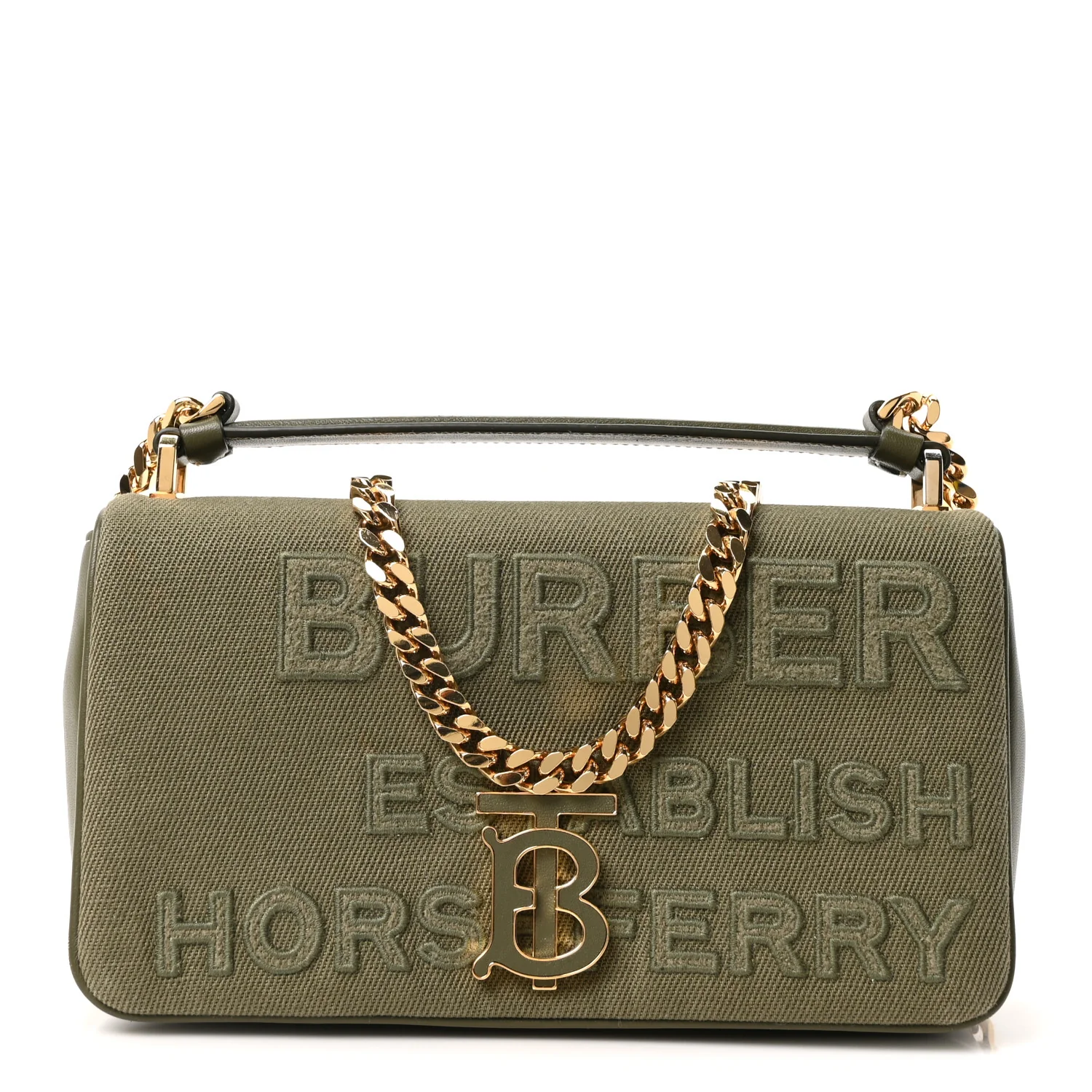 Canvas Horseferry Print Small Lola Bag Dark Fern Green
