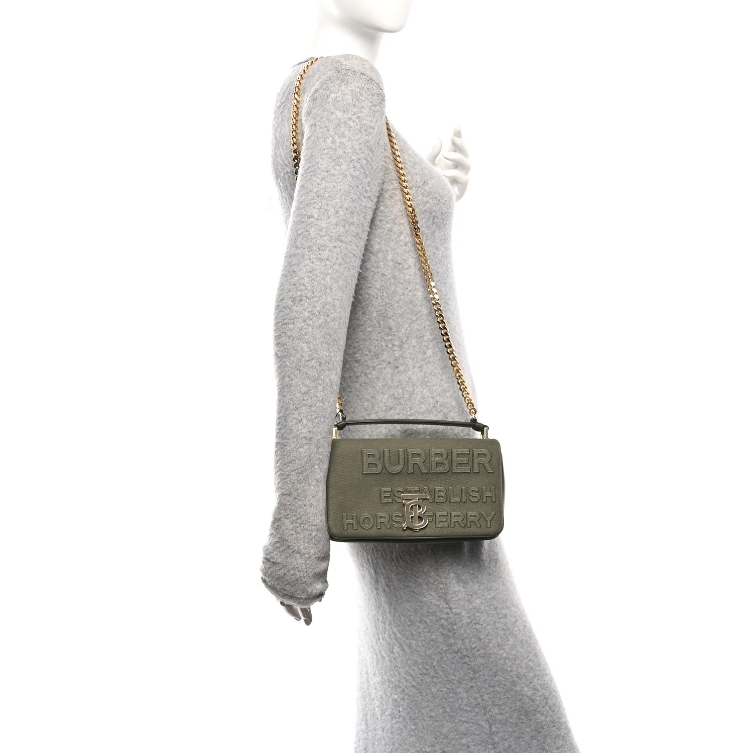 Canvas Horseferry Print Small Lola Bag Dark Fern Green - Image 2
