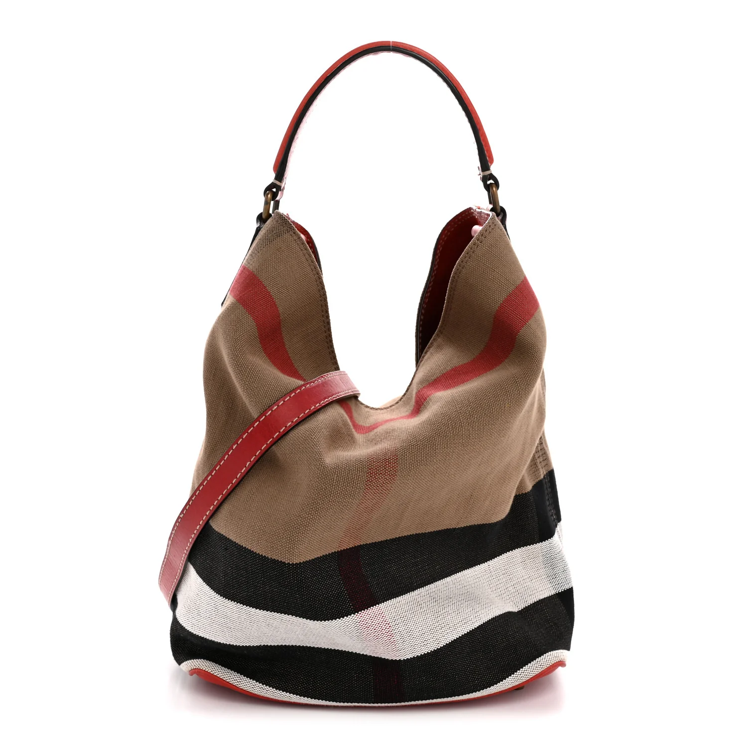 Canvas Mega Check Medium Susanna Hobo Cadmium Red