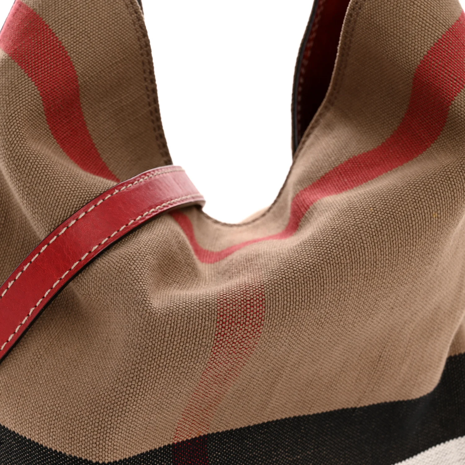 Canvas Mega Check Medium Susanna Hobo Cadmium Red - Image 10