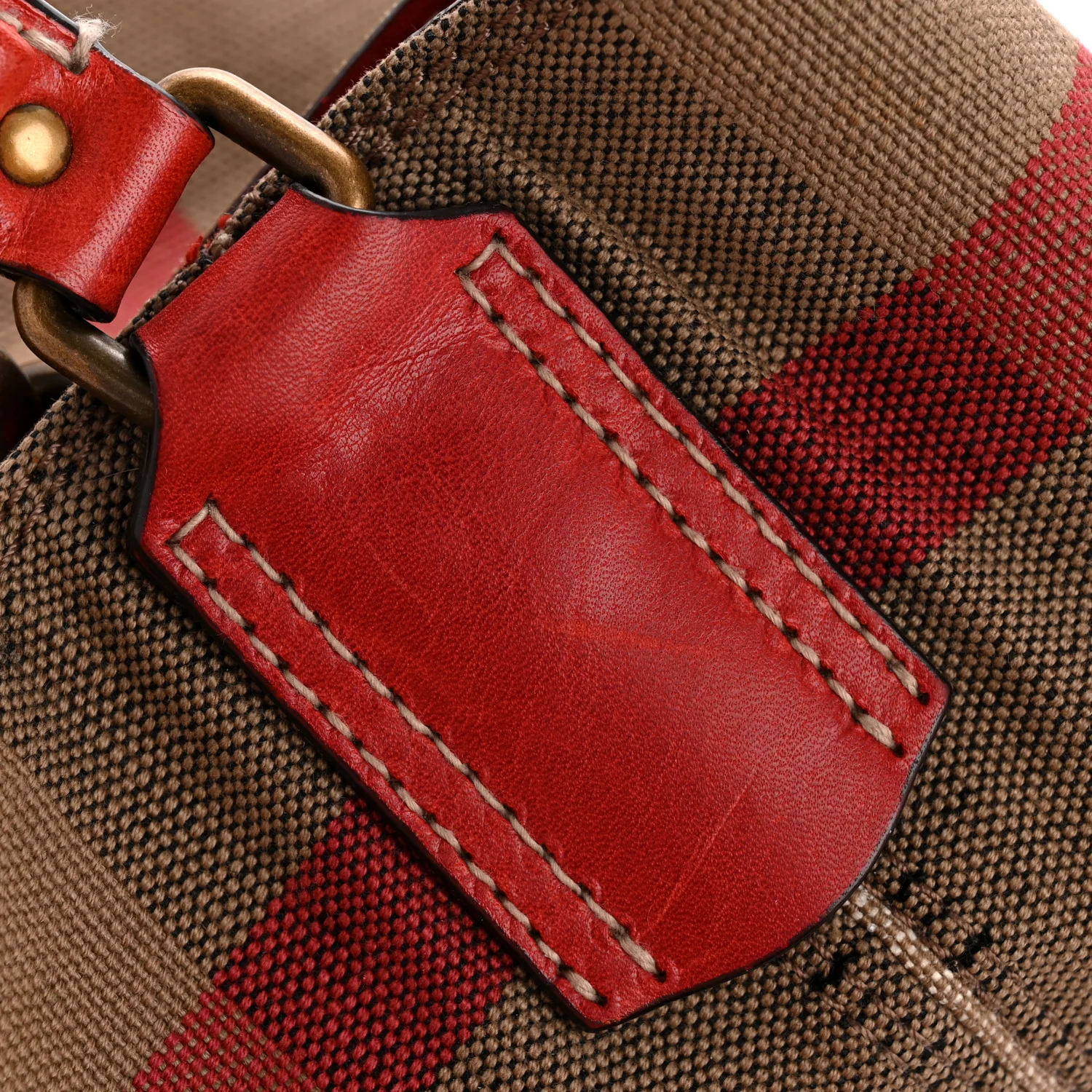 Canvas Mega Check Medium Susanna Hobo Cadmium Red - Image 15