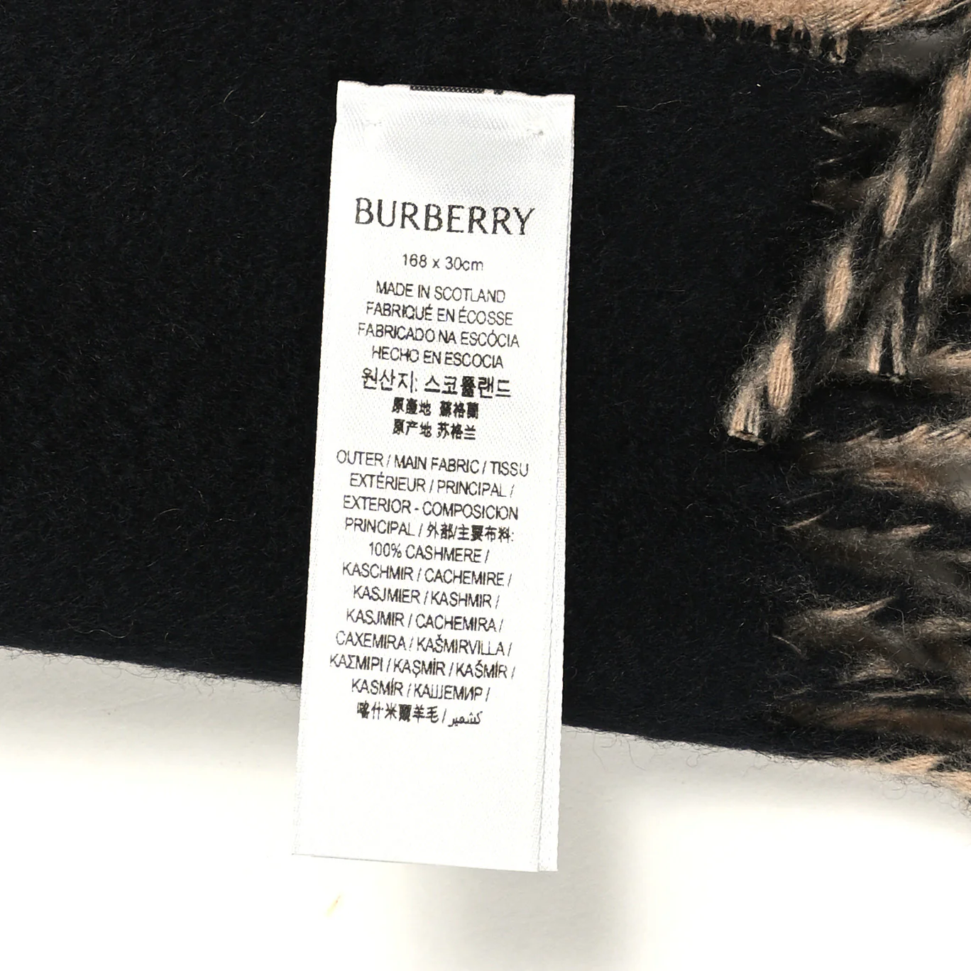 Cashmere Embroidered Knight Solid Scarf Camel Black - Image 4