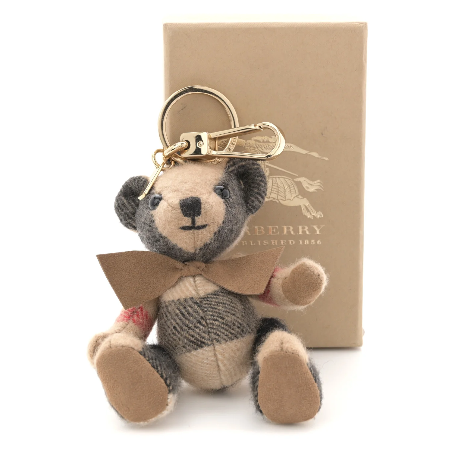 Cashmere House Check Thomas Bear Bag Charm Camel Gold - Image 4
