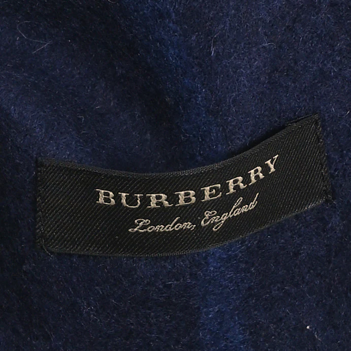 Cashmere Peony Flower Embroidered Classic Check Fringe Scarf Dark Grey Blue - Image 3