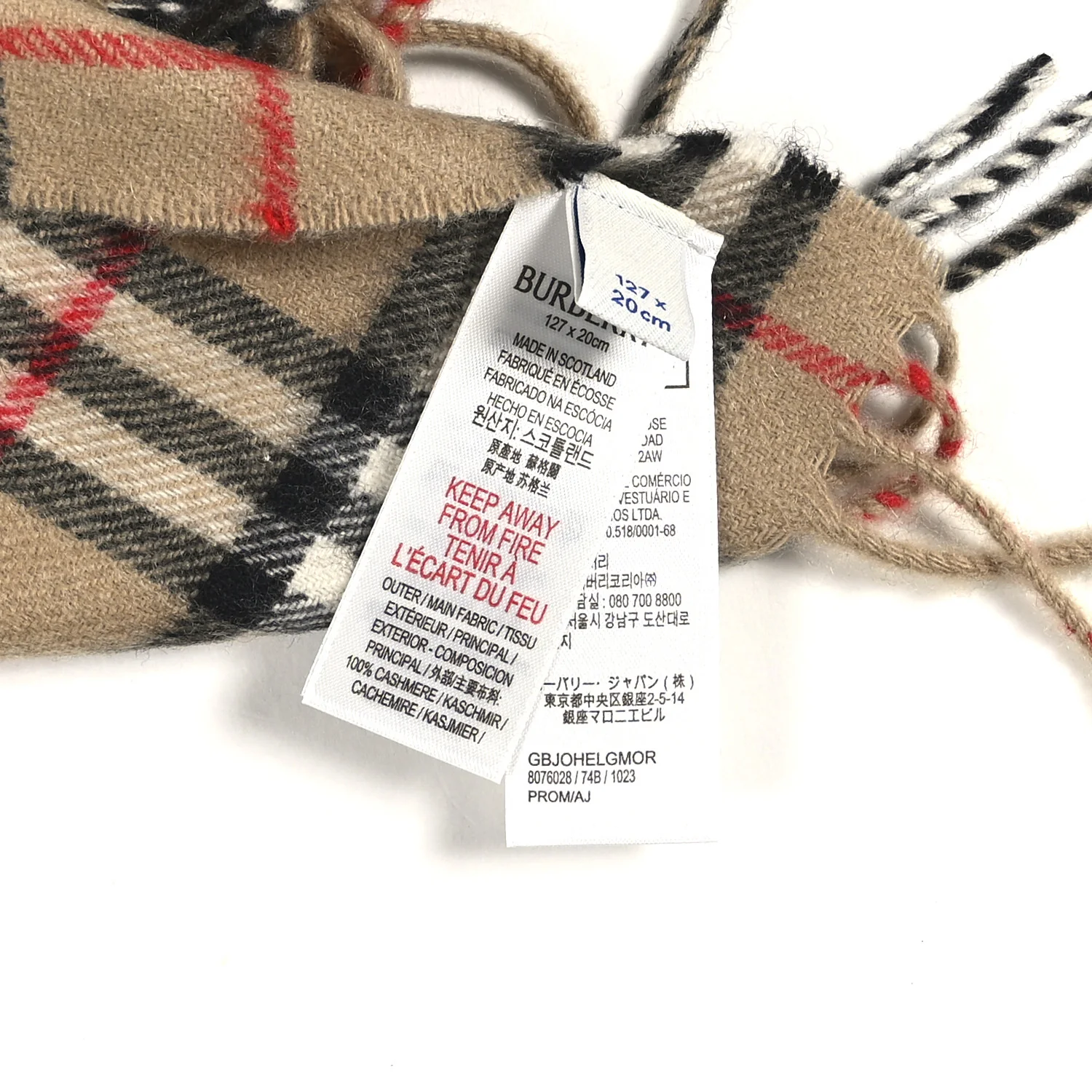 Cashmere Vintage Check Fringe Scarf Archive Beige - Image 5