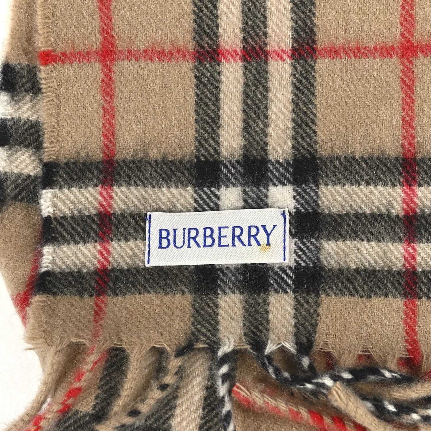 Cashmere Vintage Check Fringe Scarf Archive Beige - Image 8