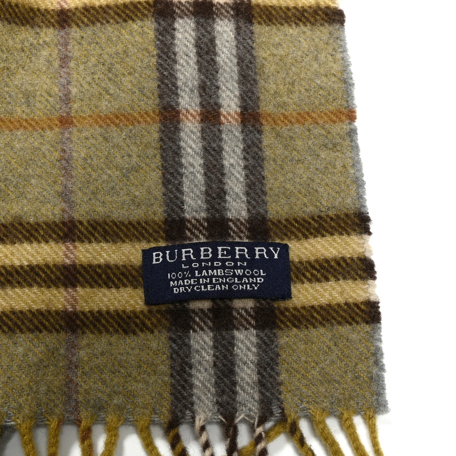Cashmere Vintage Check Fringe Scarf Green - Image 6