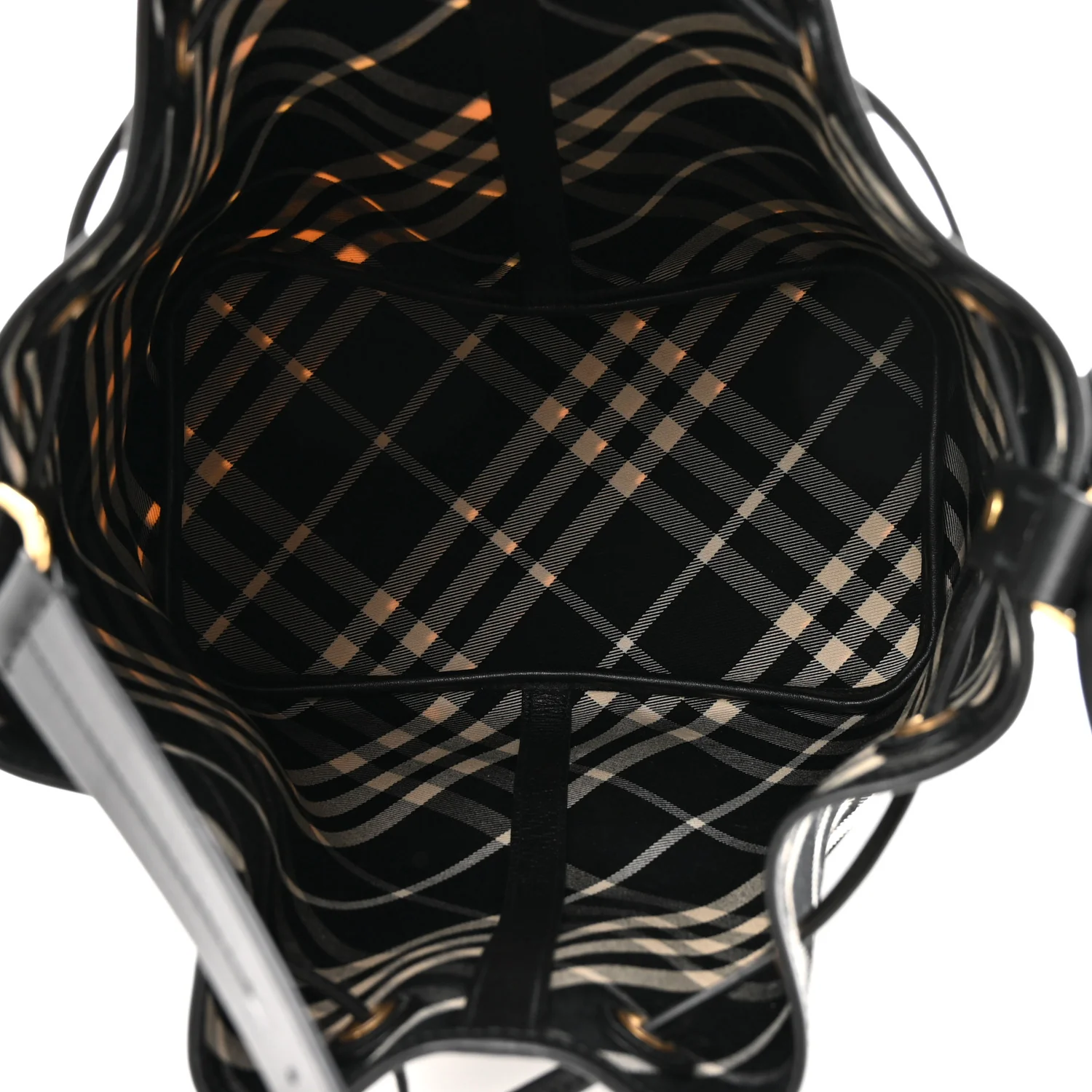 Check Medium Bucket Bag Black Calico - Image 5