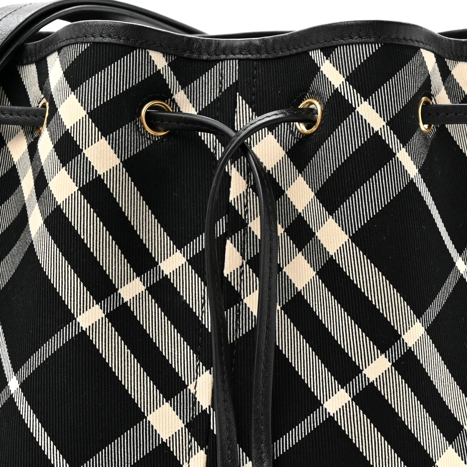 Check Medium Bucket Bag Black Calico - Image 7