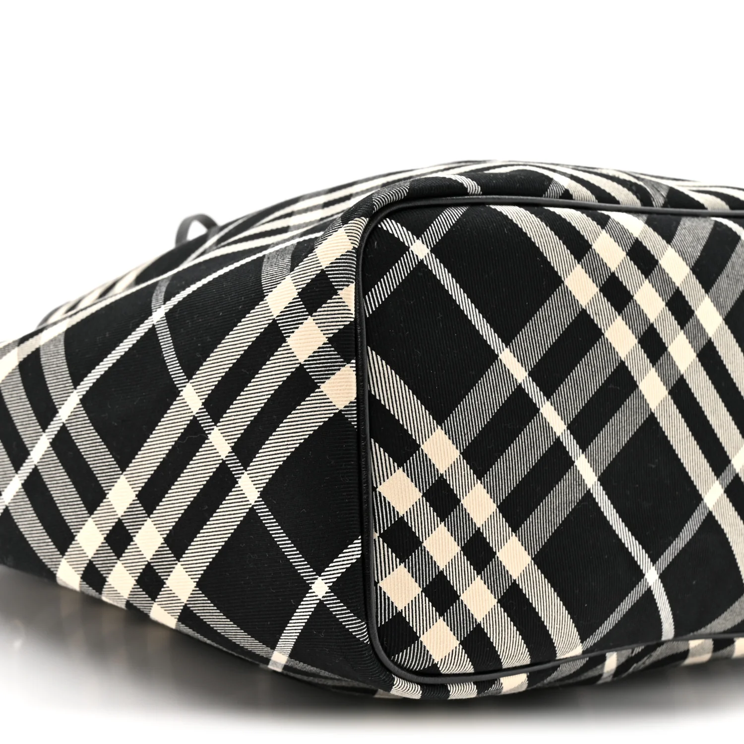 Check Medium Bucket Bag Black Calico - Image 9