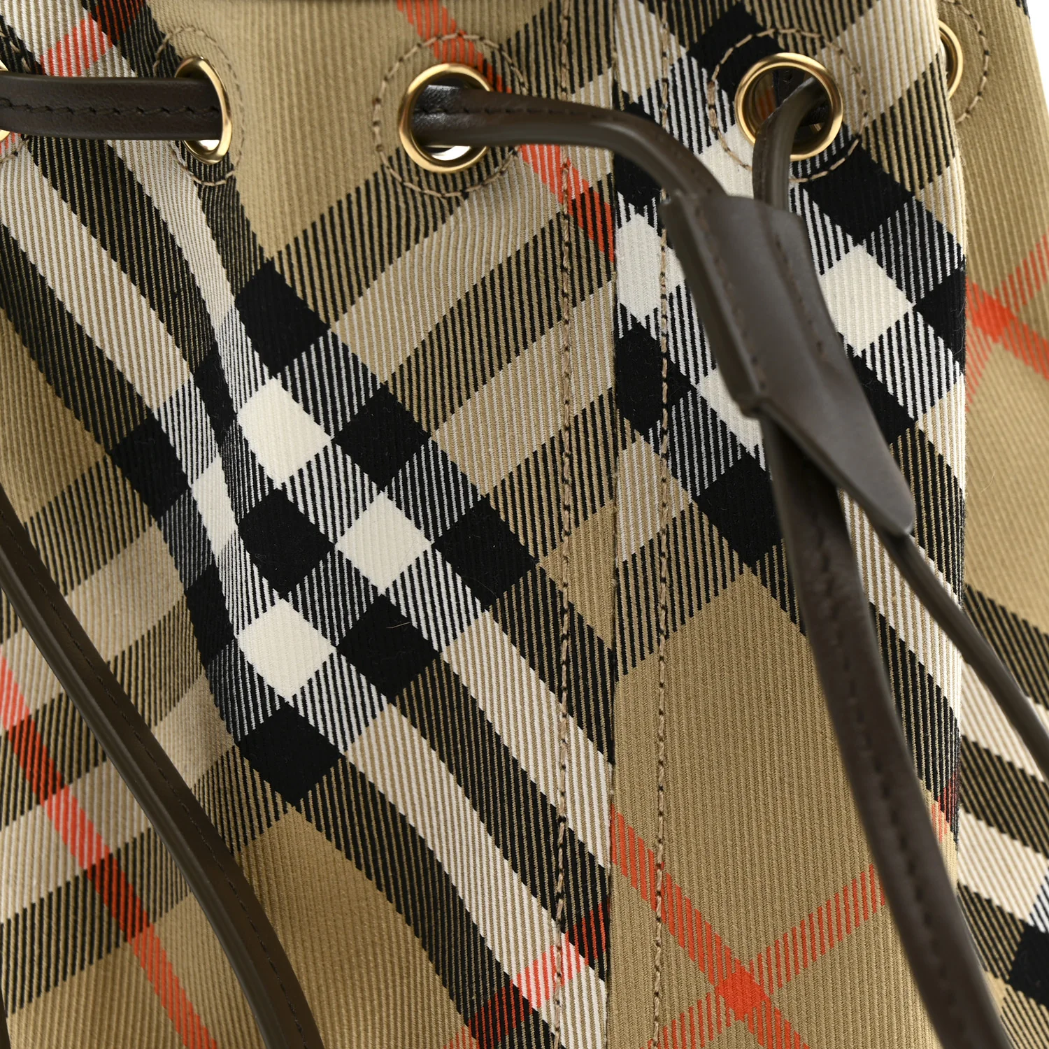 Check Mini Drawstring Pouch Sand - Image 9