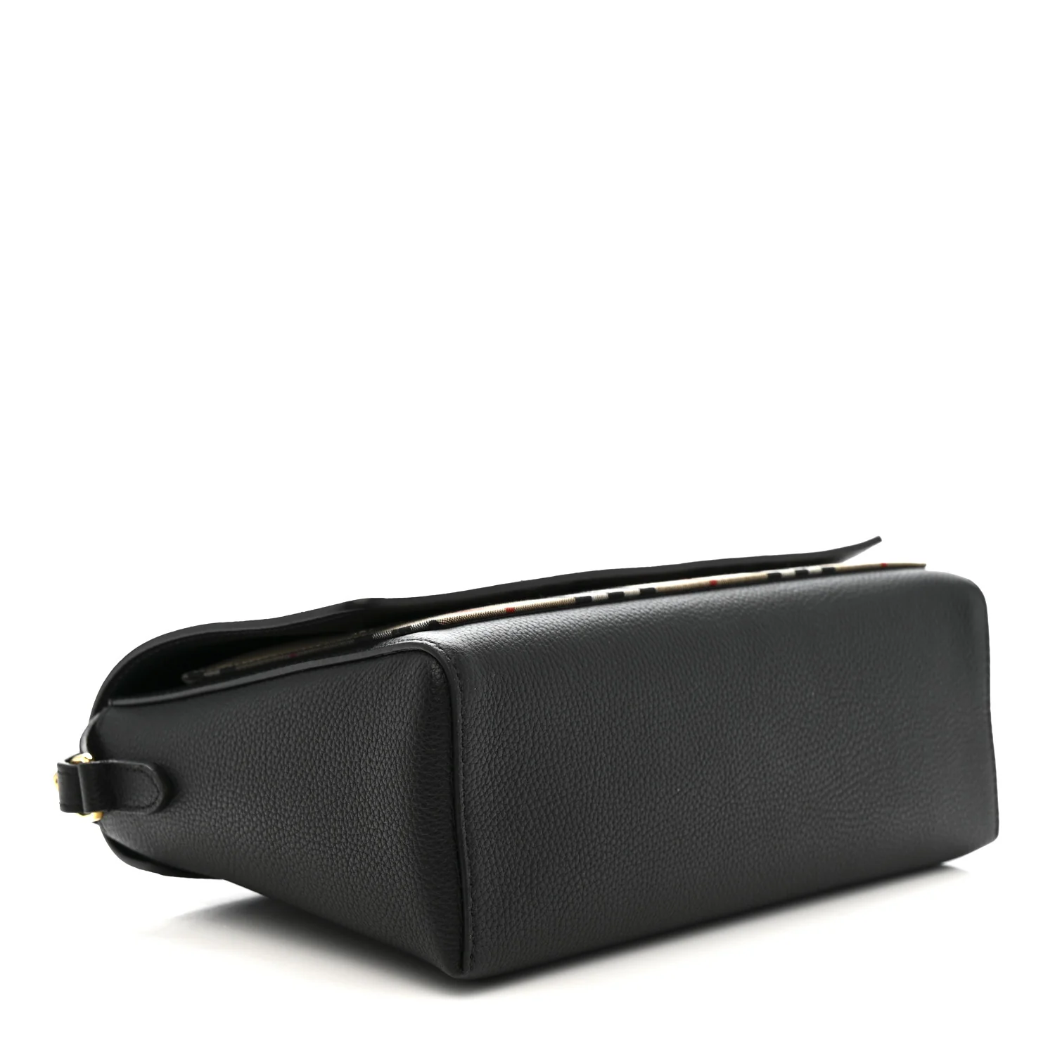 Coated Canvas Calfskin Vintage Check Medium Note Crossbody Bag Black - Image 4