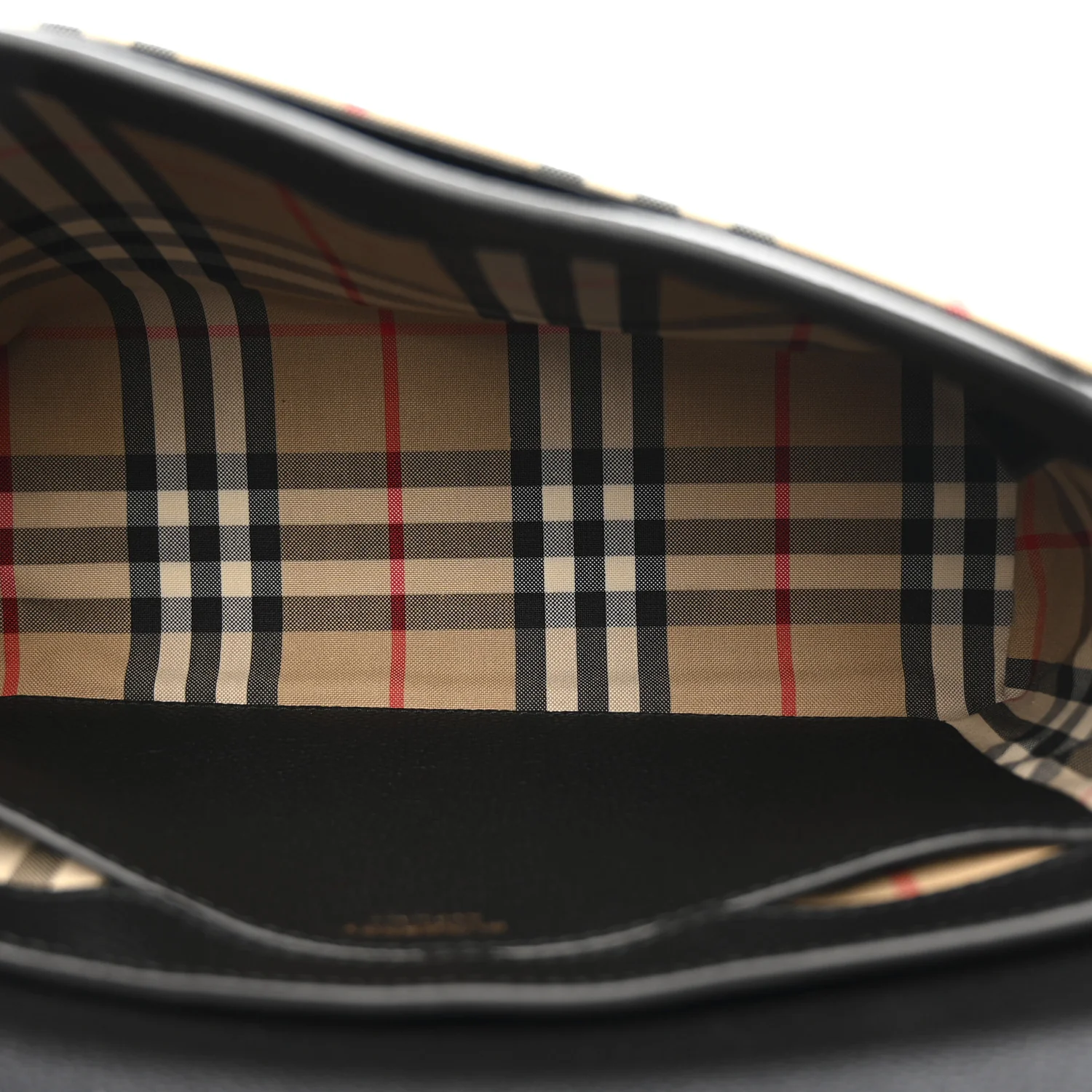 Coated Canvas Calfskin Vintage Check Medium Note Crossbody Bag Black - Image 5