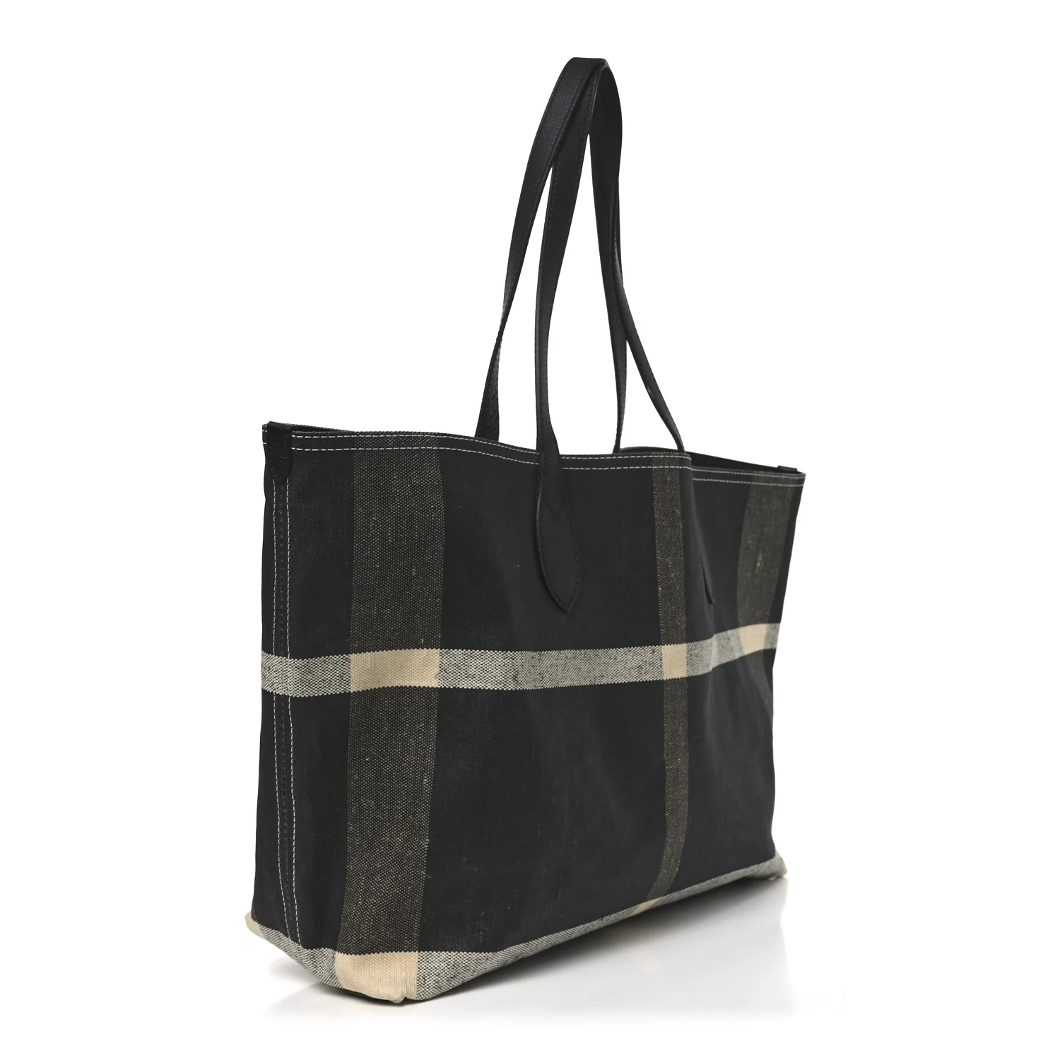 Coated Canvas Mega Check Medium Doodle Tote Black White - Image 3