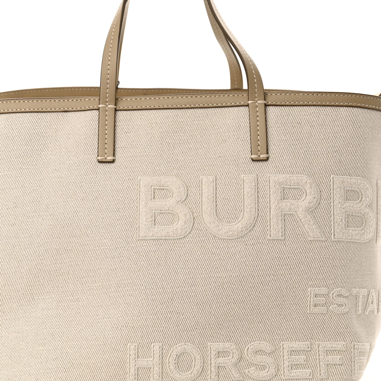 Cotton Canvas Mini Logo Horseferry Tote Bag Off White - Image 9